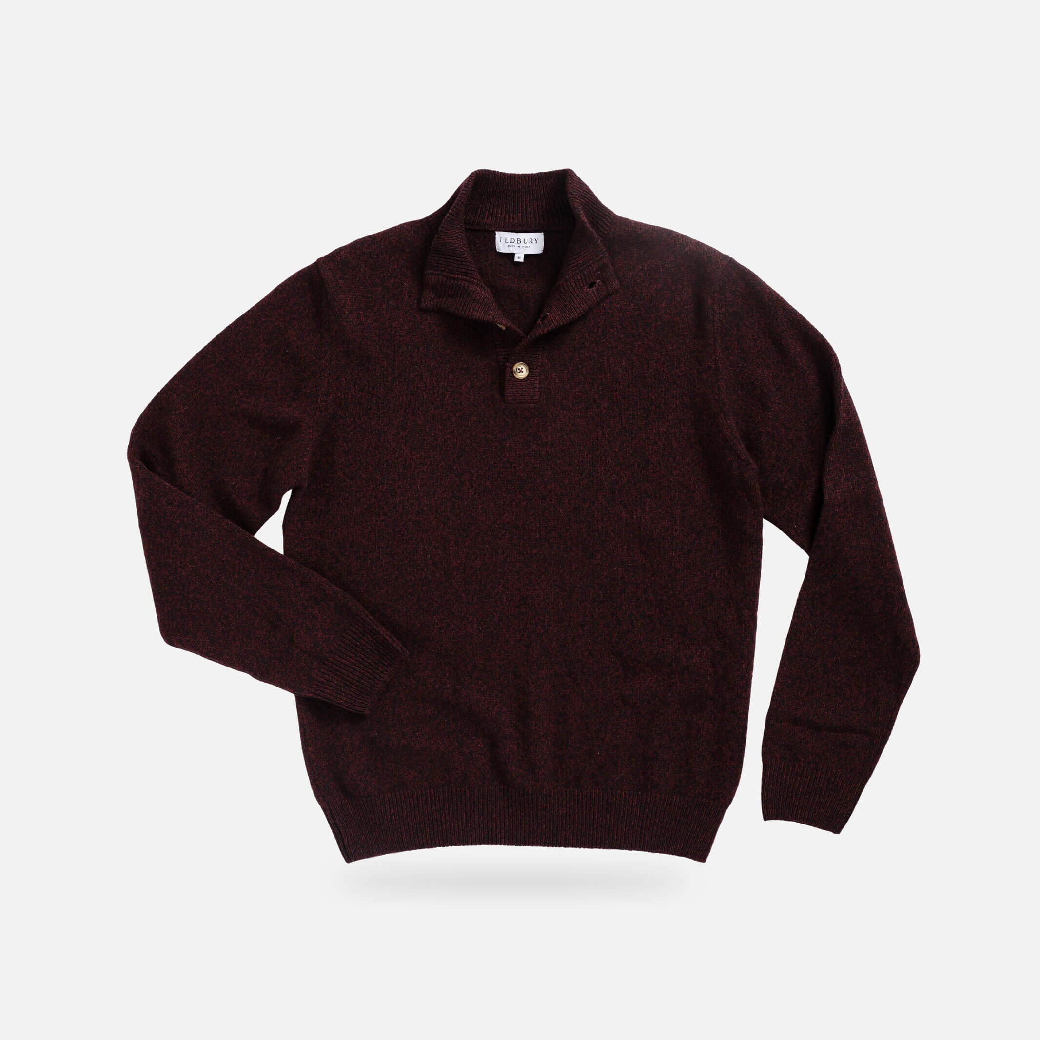 Dark Burgundy Brewer Mock Neck Sweater – front view | Ledbury