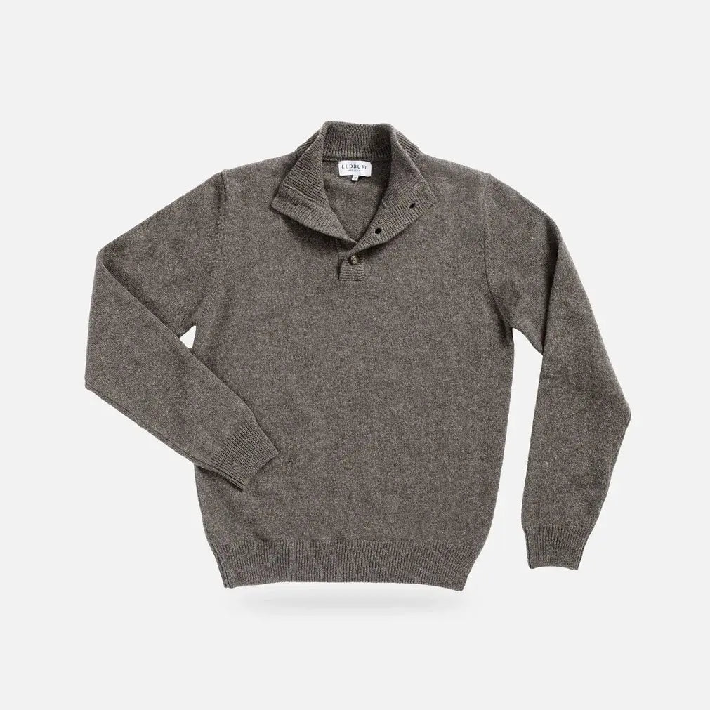 Seal Heather Brewer Mock Neck Sweater – front view| Ledbury