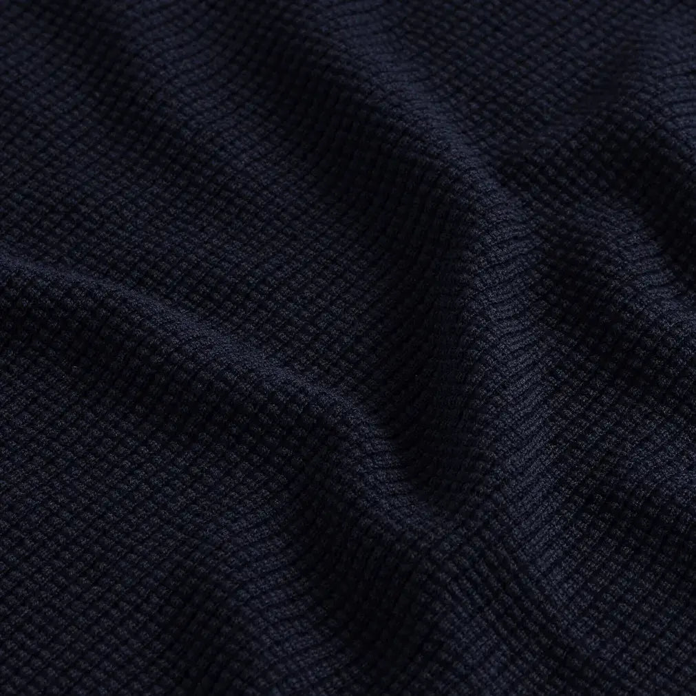 Navy Walden Thermal Crew Sweater – Waffle Knit Fabric Detail | Ledbury