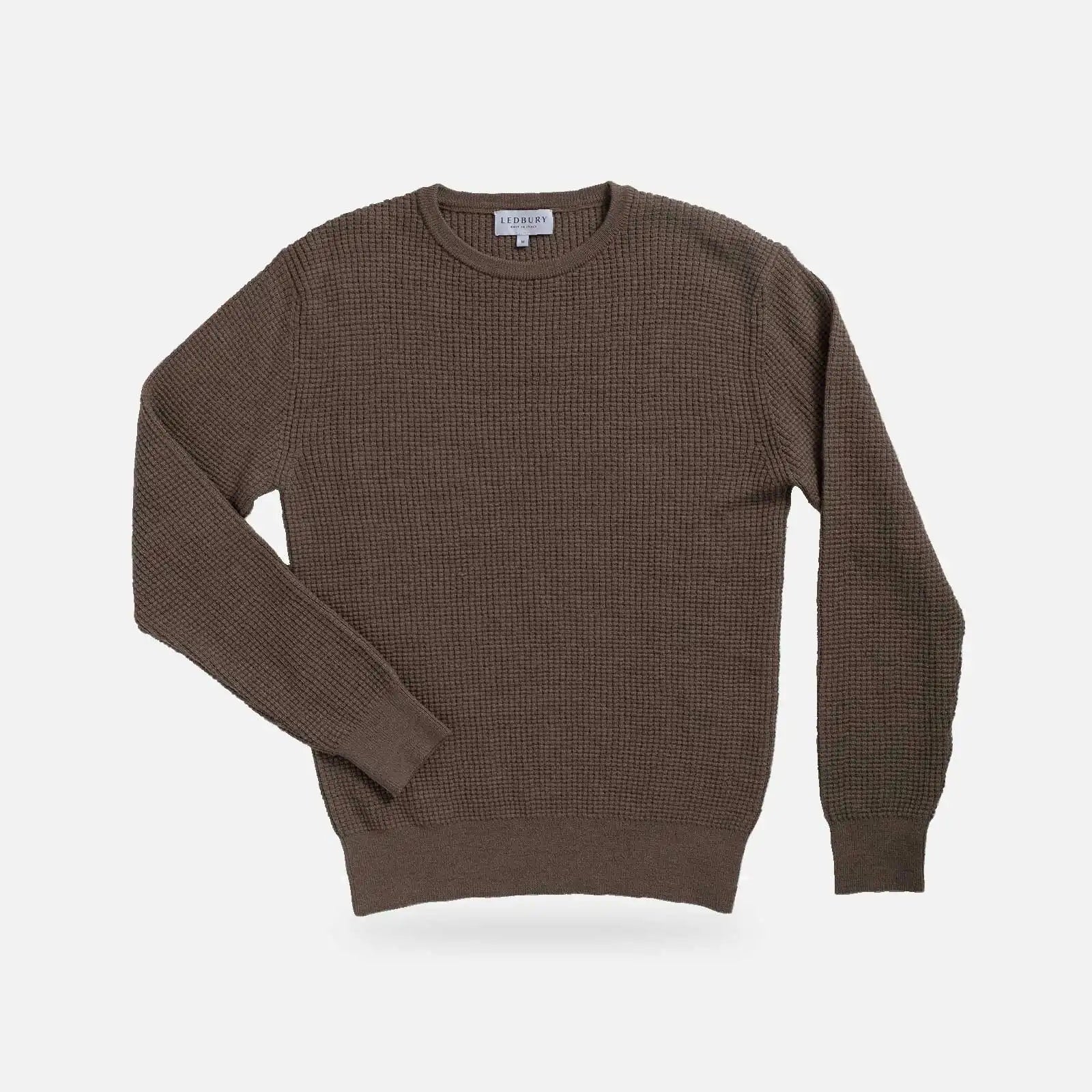 Brown Walden Thermal Crew Sweater – Front View | Ledbury