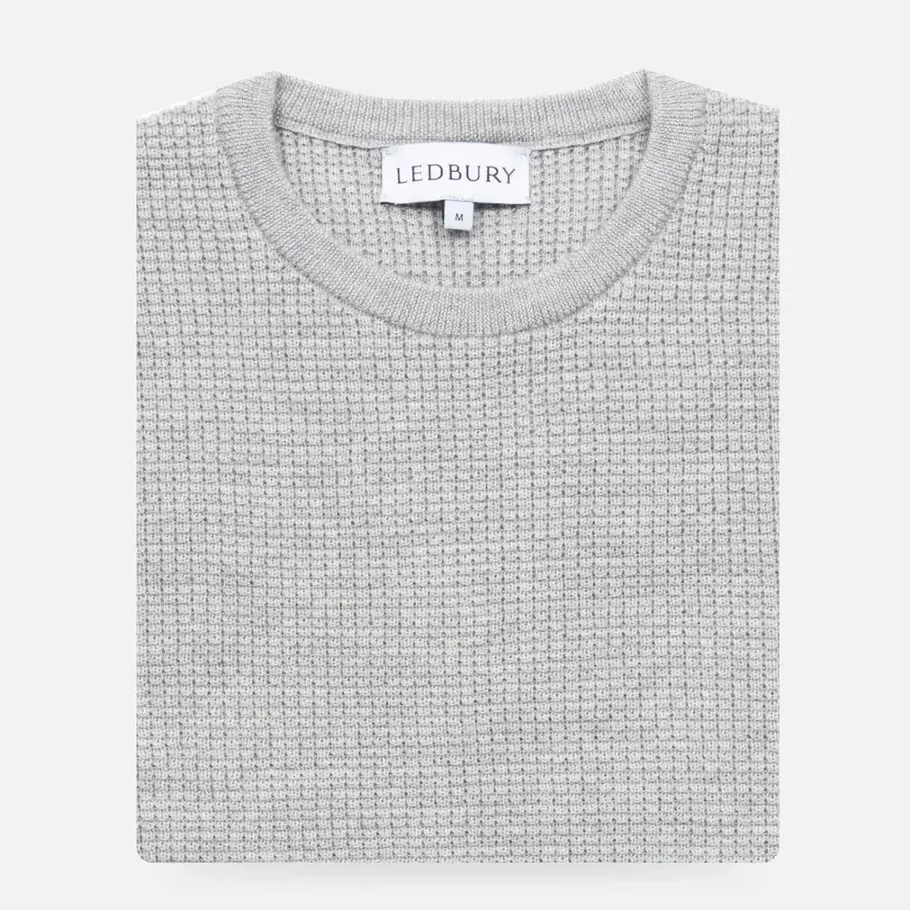 Light Grey Heather Walden Thermal Crew Sweater – Full Body | Ledbury