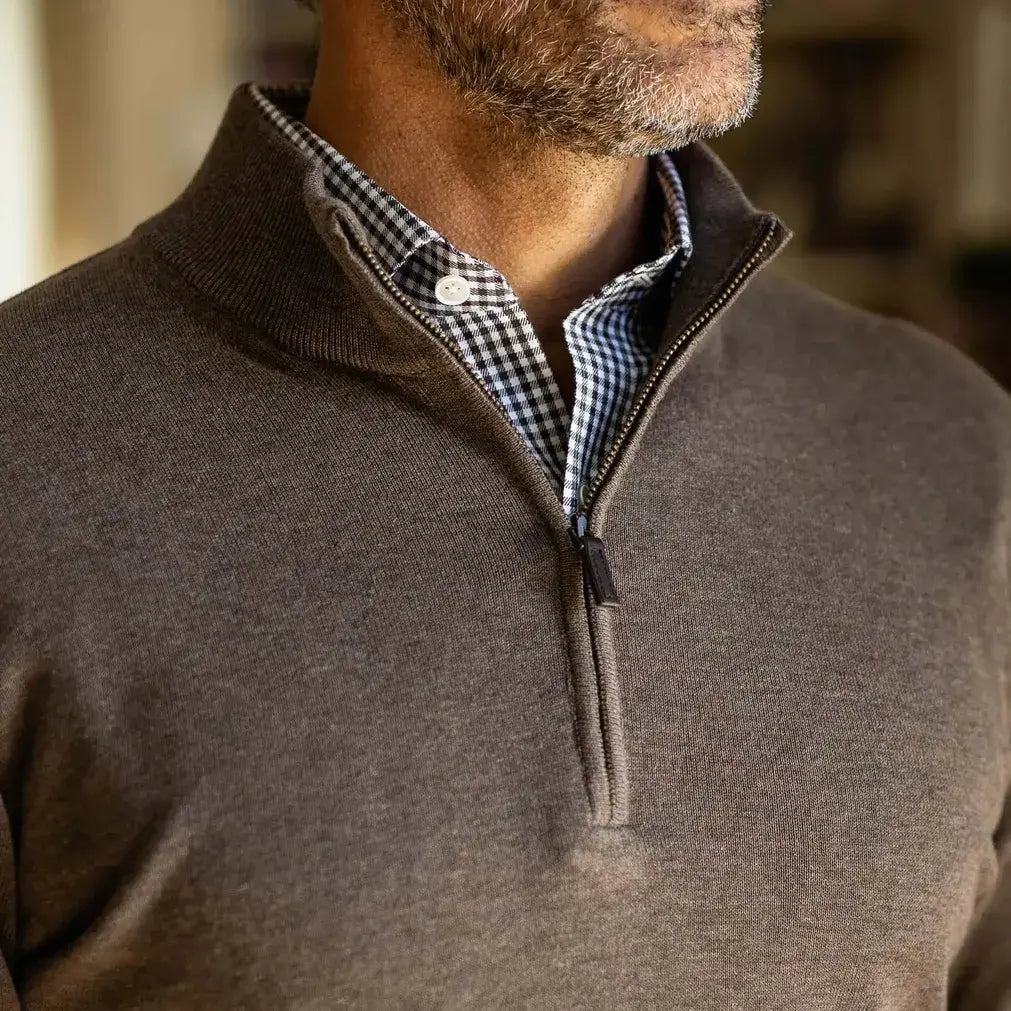Seal Heather Easterley Pullover Sweater – collar close up | Ledbury