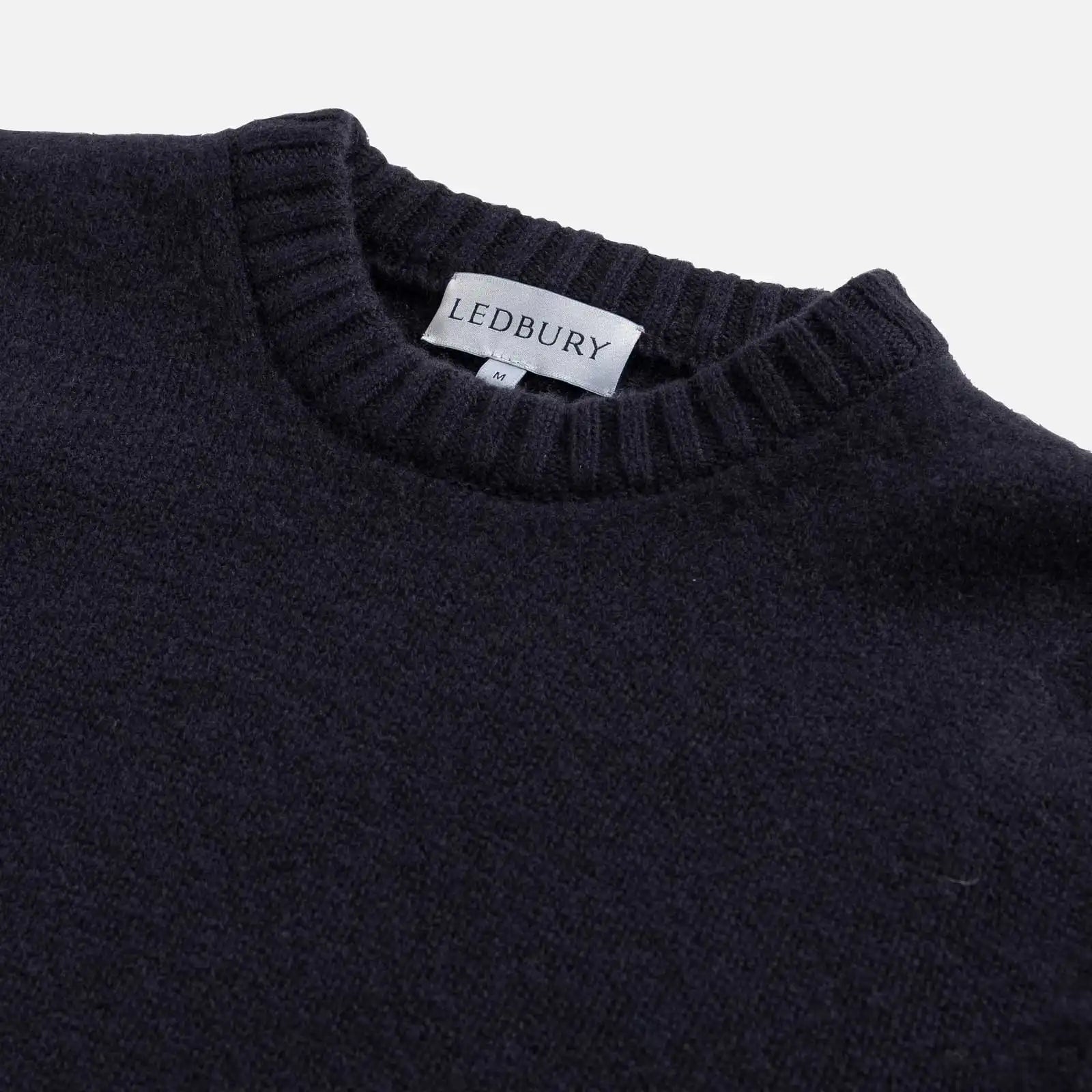 Contrast ribbing detail at neck and cuffs on the Navy Boden Crew sweater by Ledbury