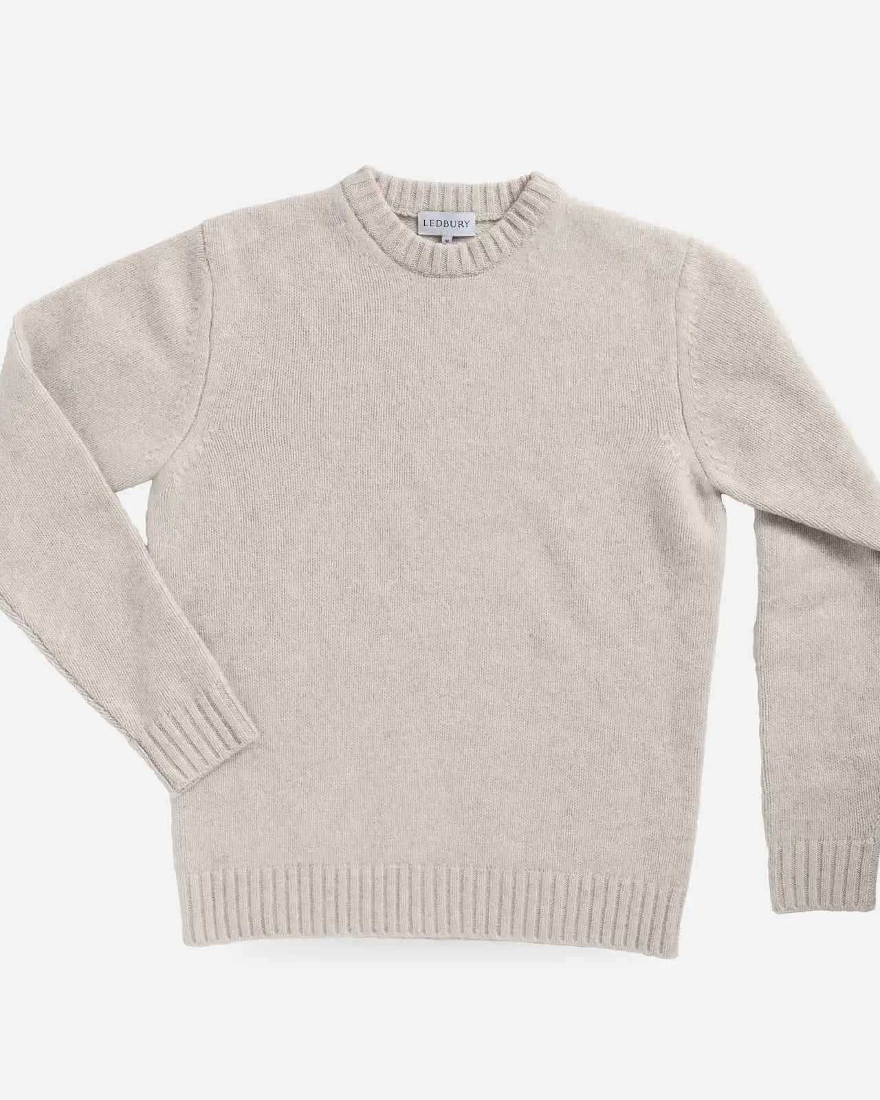 Men's Beige Boden Crew merino wool sweater — front view