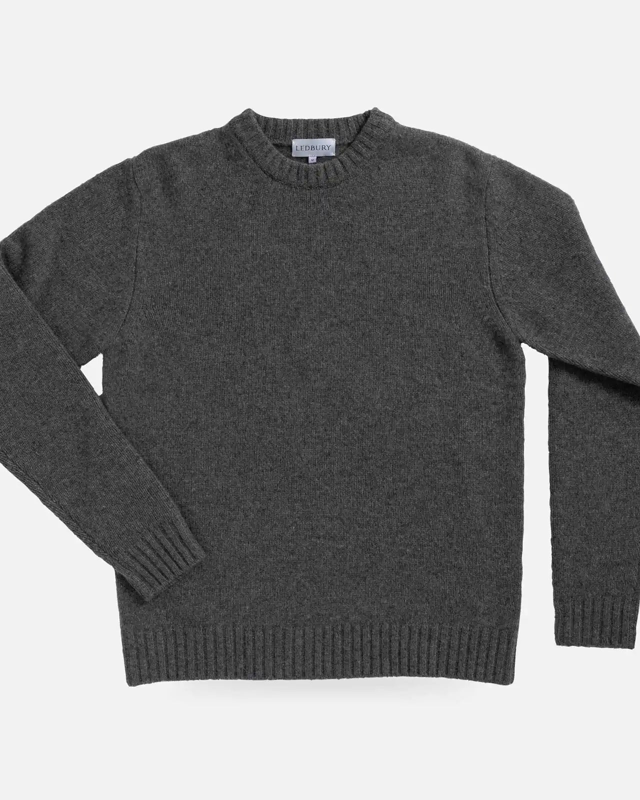 Men's Charcoal Boden Crew merino wool sweater — front view