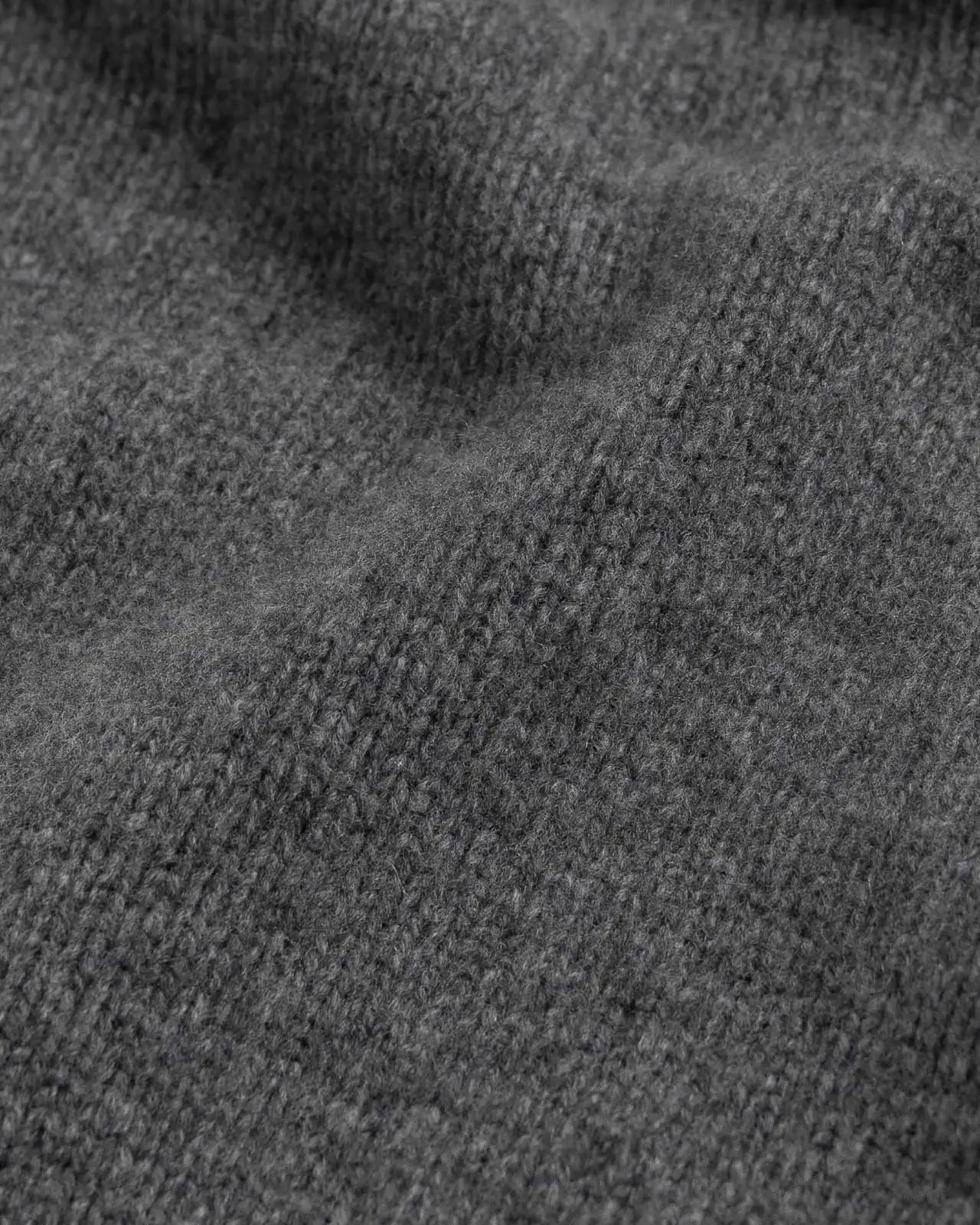Close-up of 100% merino wool 5gg jersey knit on the Charcoal Boden Crew sweater