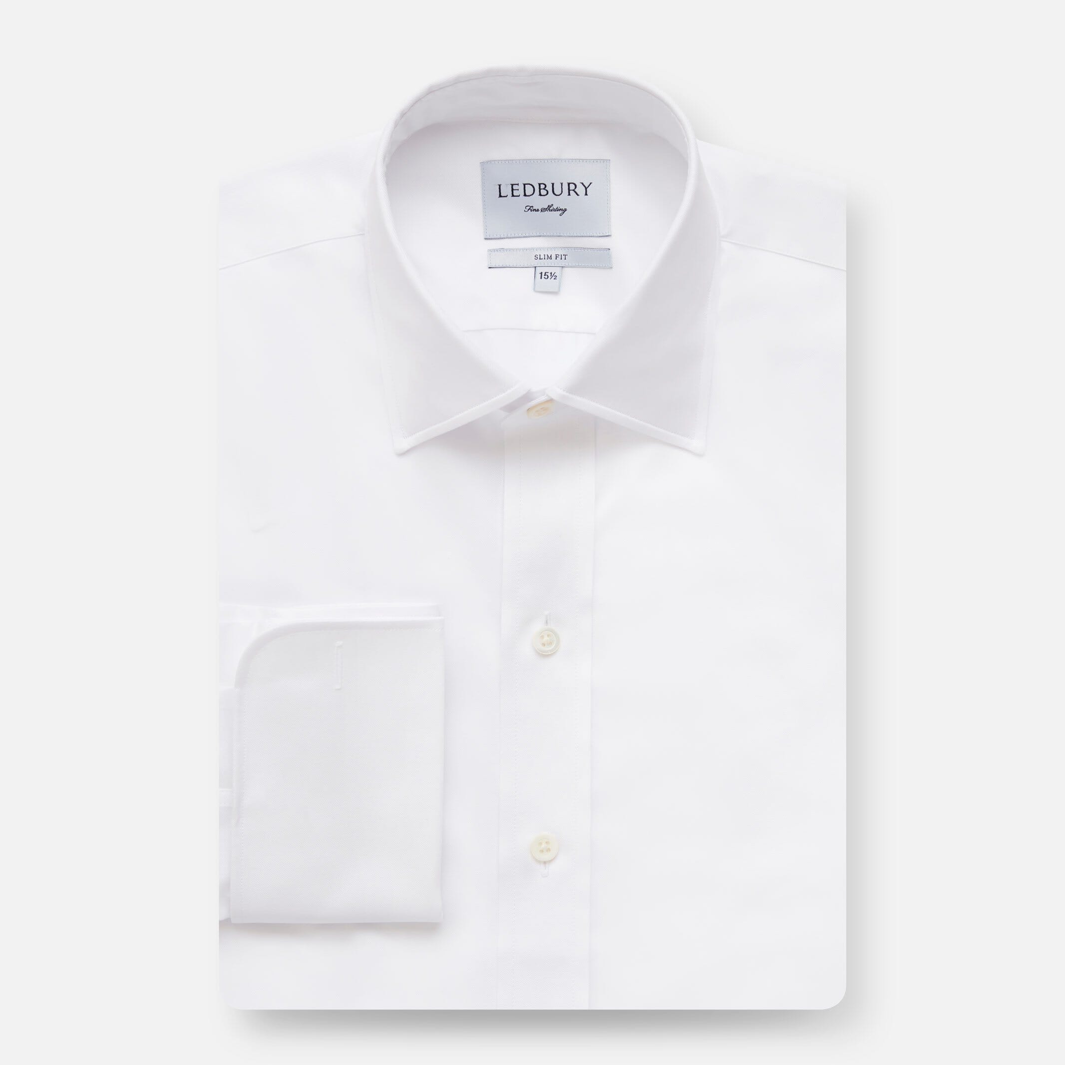 The White Fine Twill French Cuff Dress Shirt Dress Shirt- Ledbury
