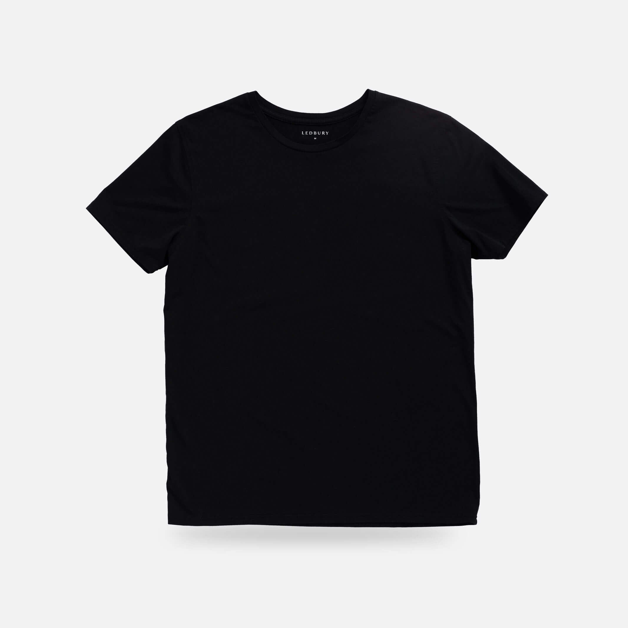 Ledbury Black Crew Neck Undershirt – front view, pairs with dark dress shirts and suits, cotton modal blend