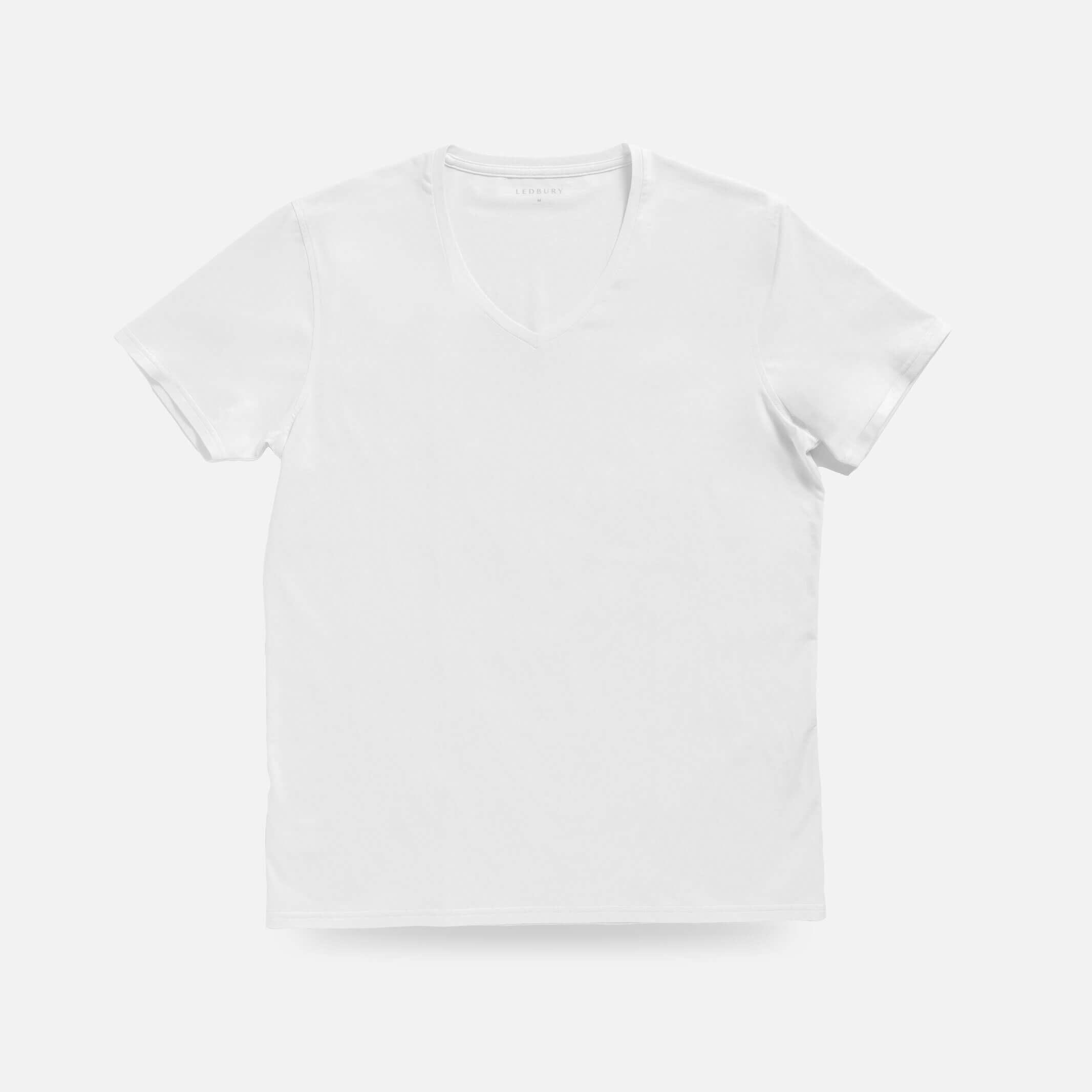 Ledbury White V Neck Undershirt – front view, cotton modal blend, deep V neckline