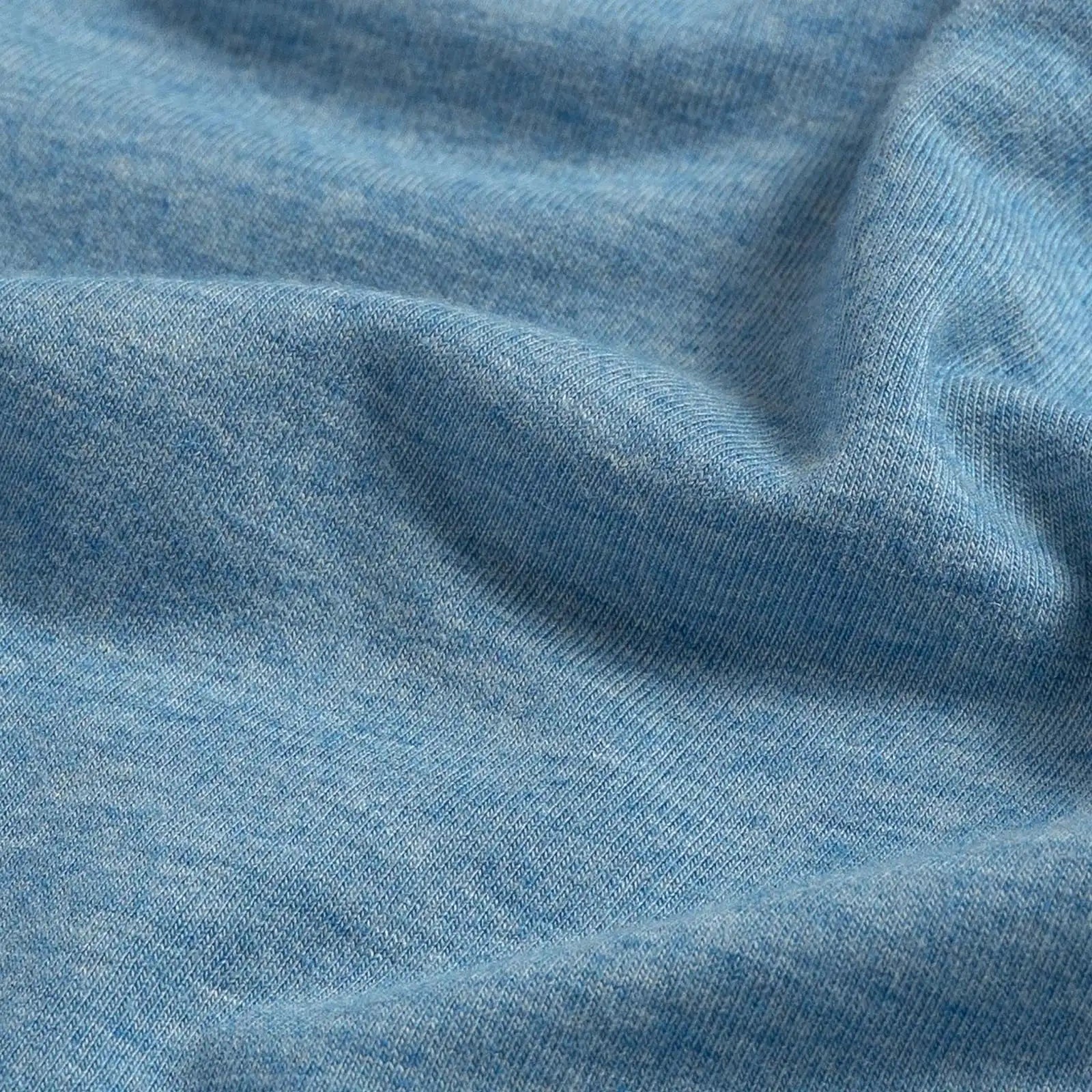 Fabric detail of the Ledbury Freeman Knit Custom Polo — cotton-modal jersey knit in Light Blue
