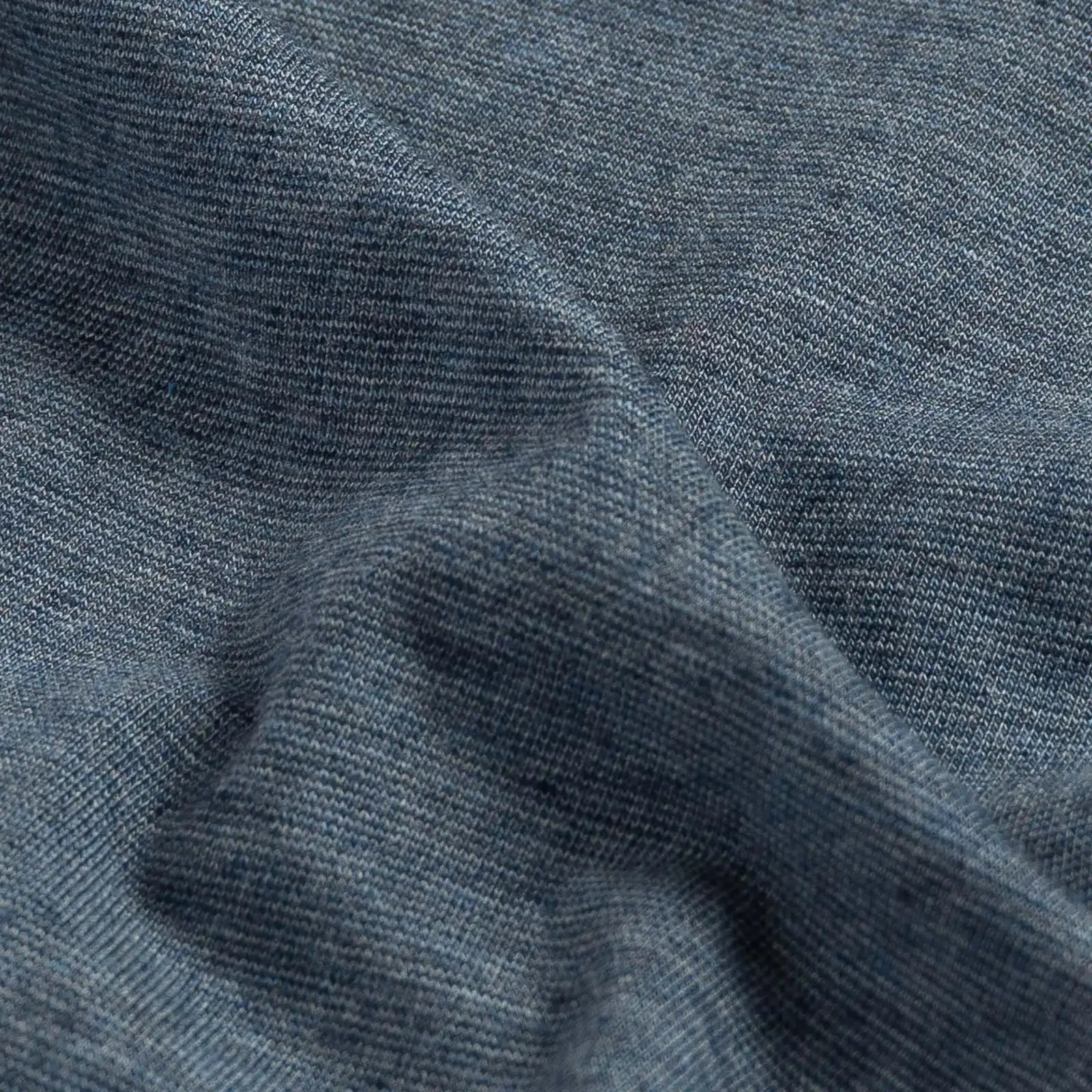 Fabric detail of the Ledbury Freeman Knit Custom Polo — cotton-modal jersey knit in Bay Blue