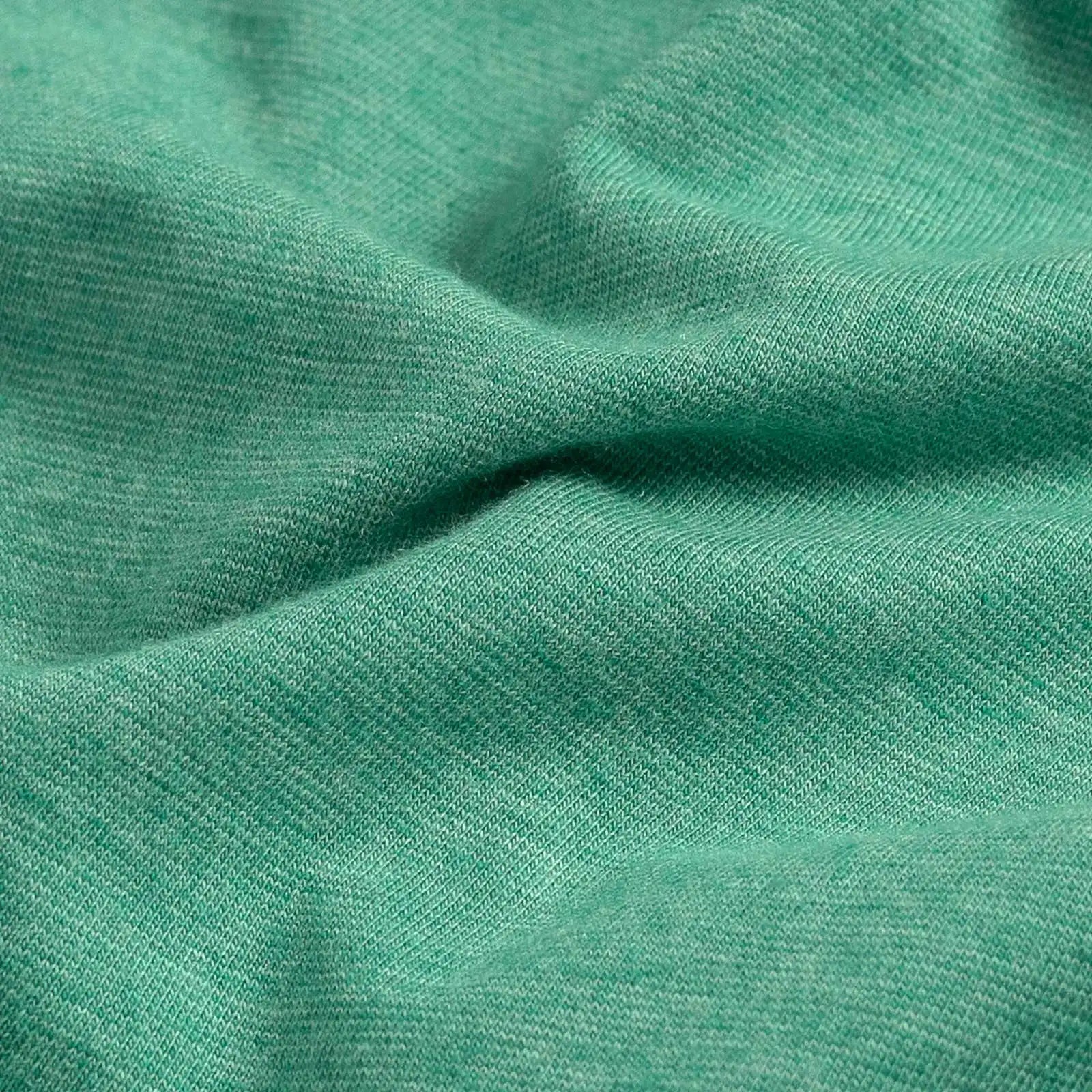 Fabric detail of the Ledbury Freeman Knit Custom Polo — cotton-modal jersey knit in Parakeet Green