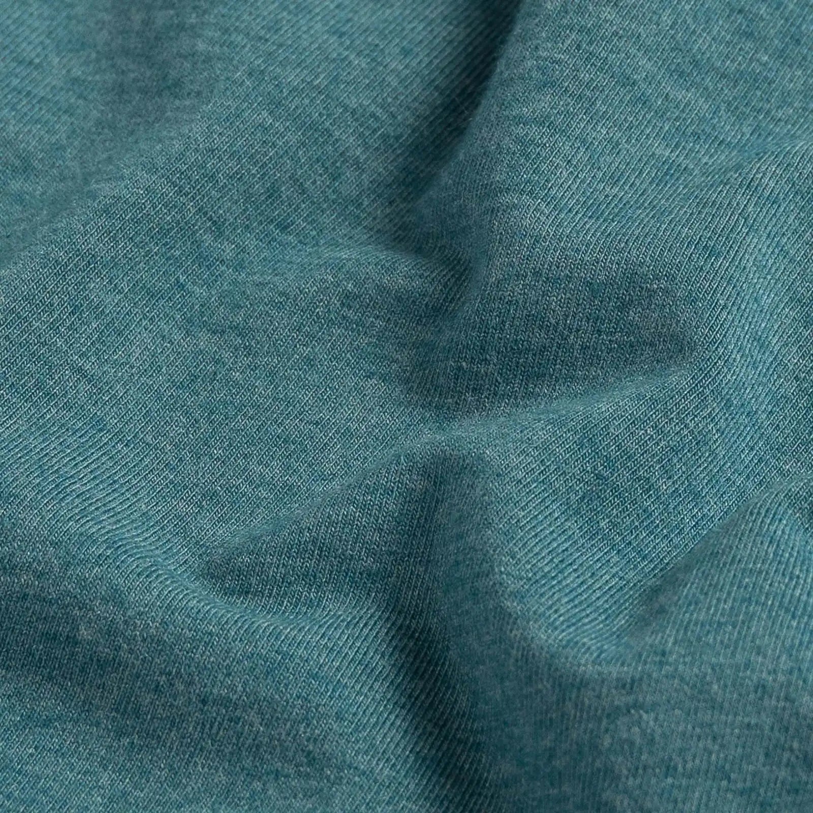 Fabric detail of the Ledbury Freeman Knit Custom Polo — cotton-modal jersey knit in Teal