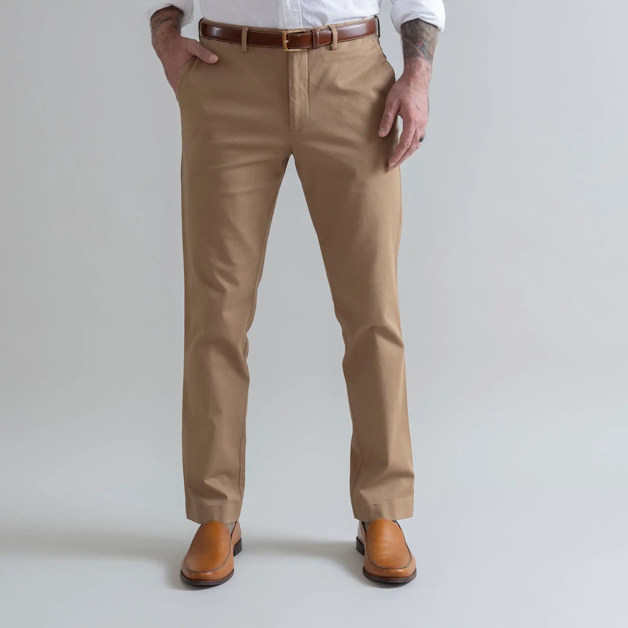 Dark khaki chino pants men's Richmond fit - cotton twill custom pant