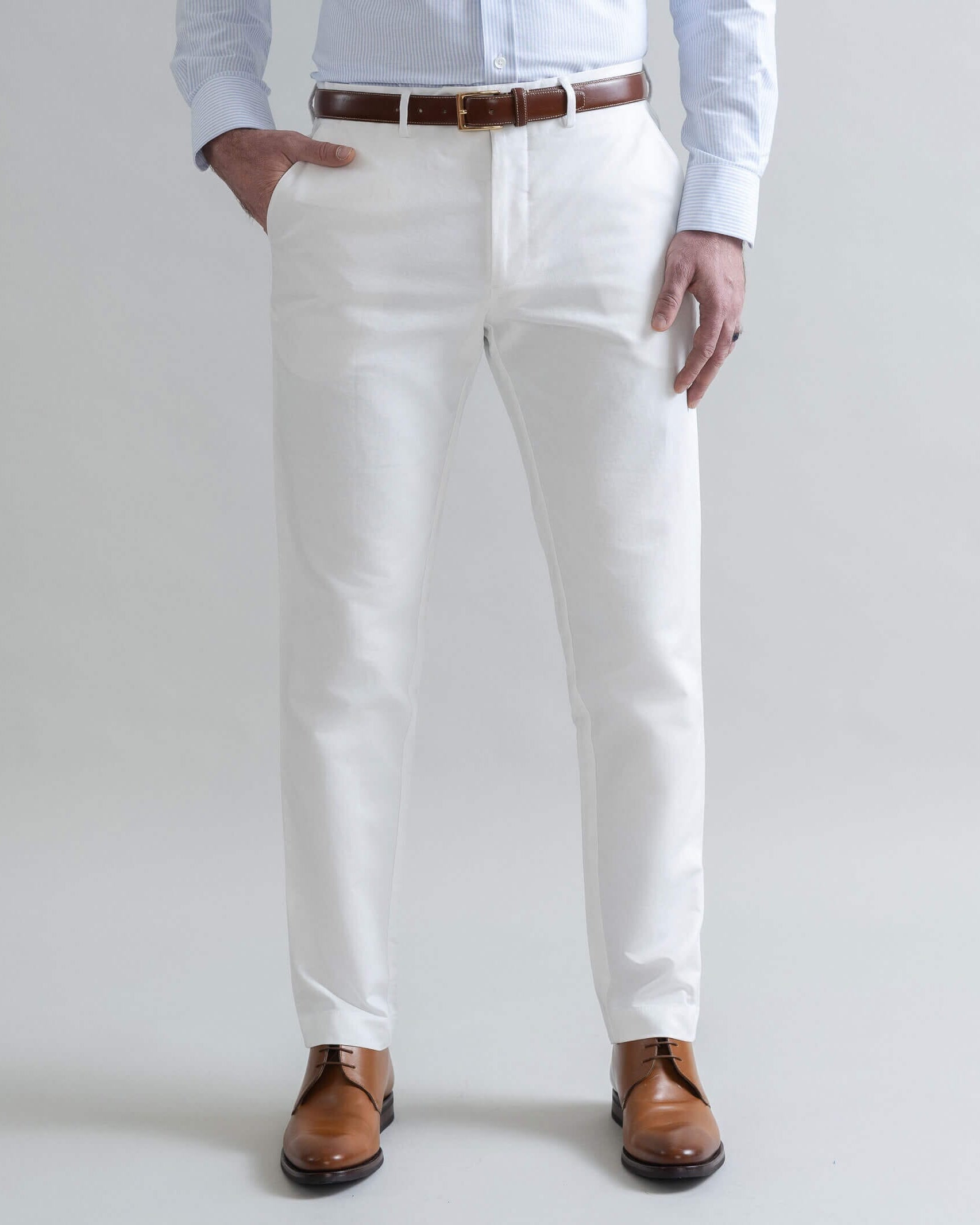 Ledbury Stone All Season Richmond Dress Chino Custom Pant — full front view, cotton-linen basket weave, made to order in your choice of waist size and inseam