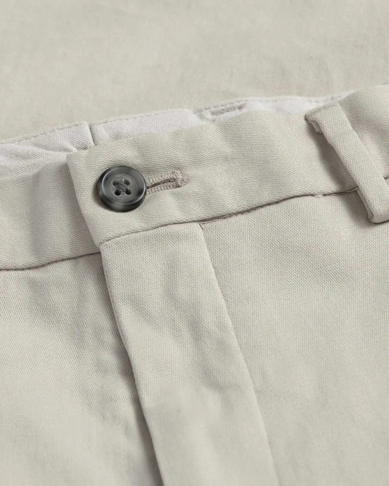 Ledbury Light Khaki Stretch Richmond Chino Custom Pant — waistband construction detail