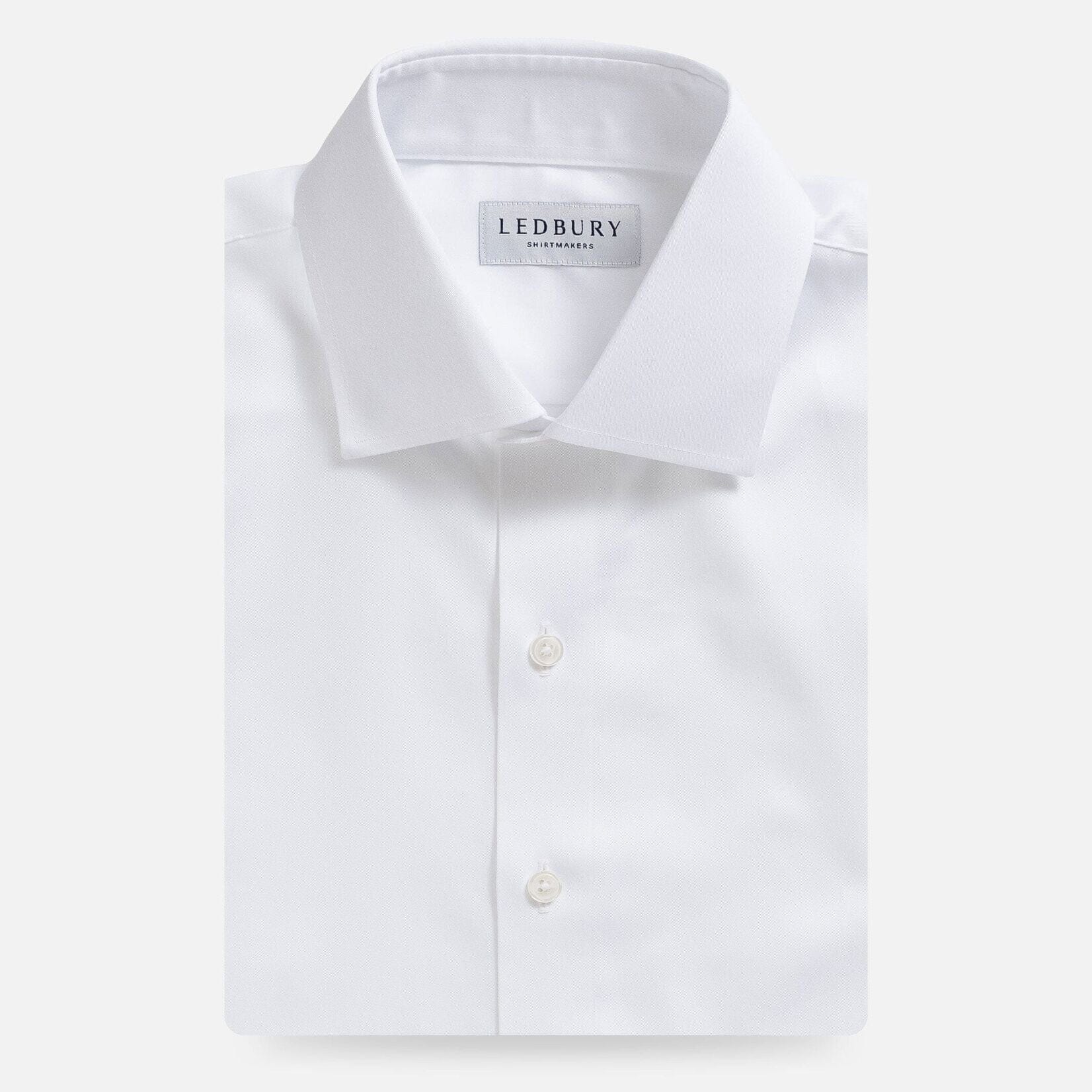 White dress shirt with French placket - lightweight fine twill custom fit