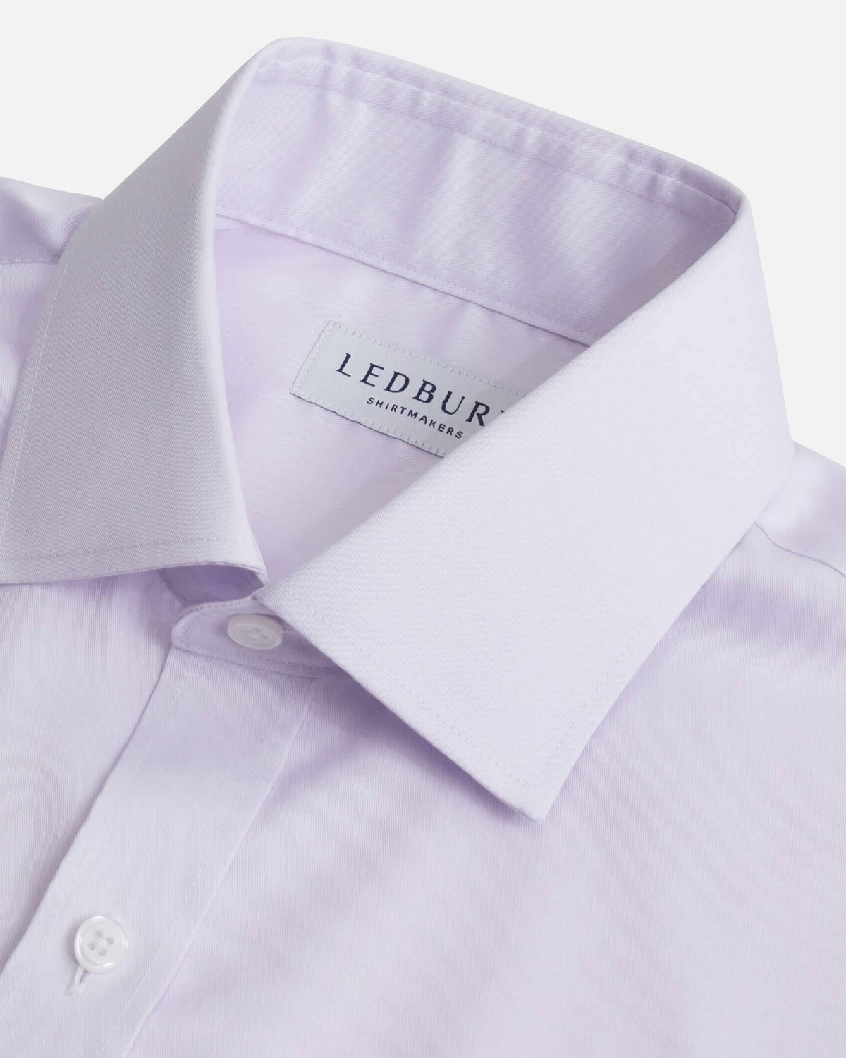 Lavender dress shirt collar detail - ultra-soft fine twill custom shirt