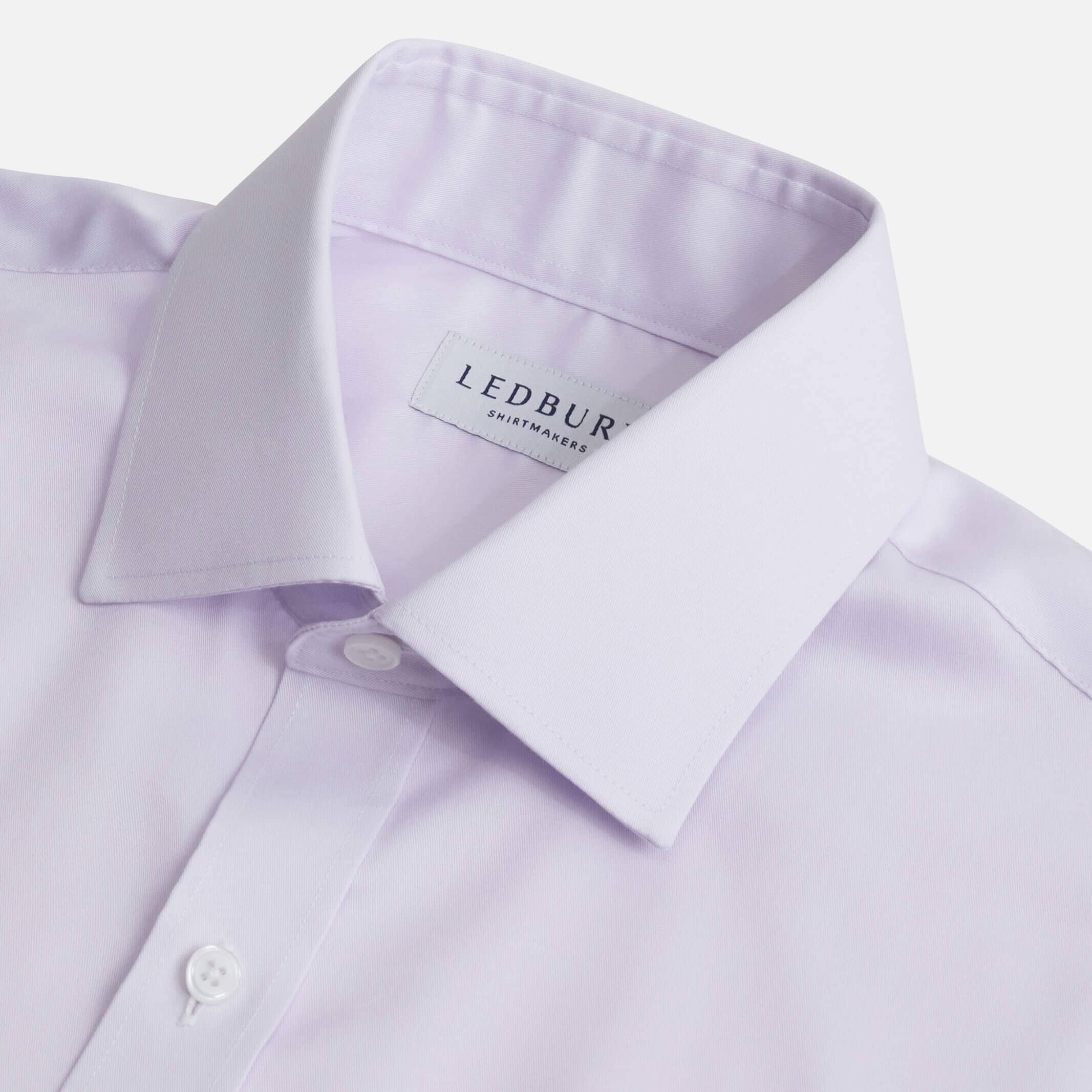 Lavender dress shirt collar detail - ultra-soft fine twill custom shirt