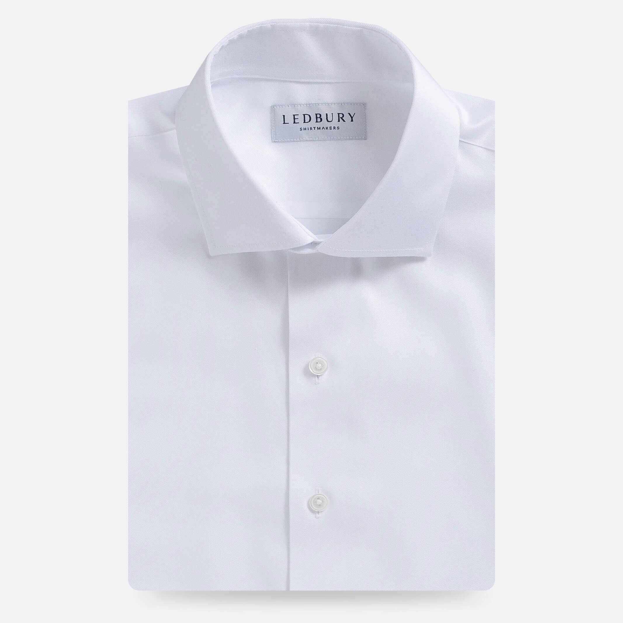 White non-iron dress shirt with French placket - wrinkle-free custom fit shirt