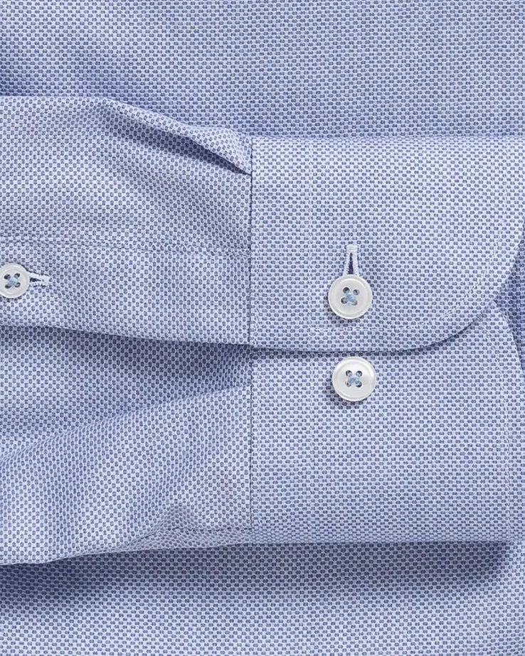 Custom dress shirt light blue chambray effect fabric cuff detail