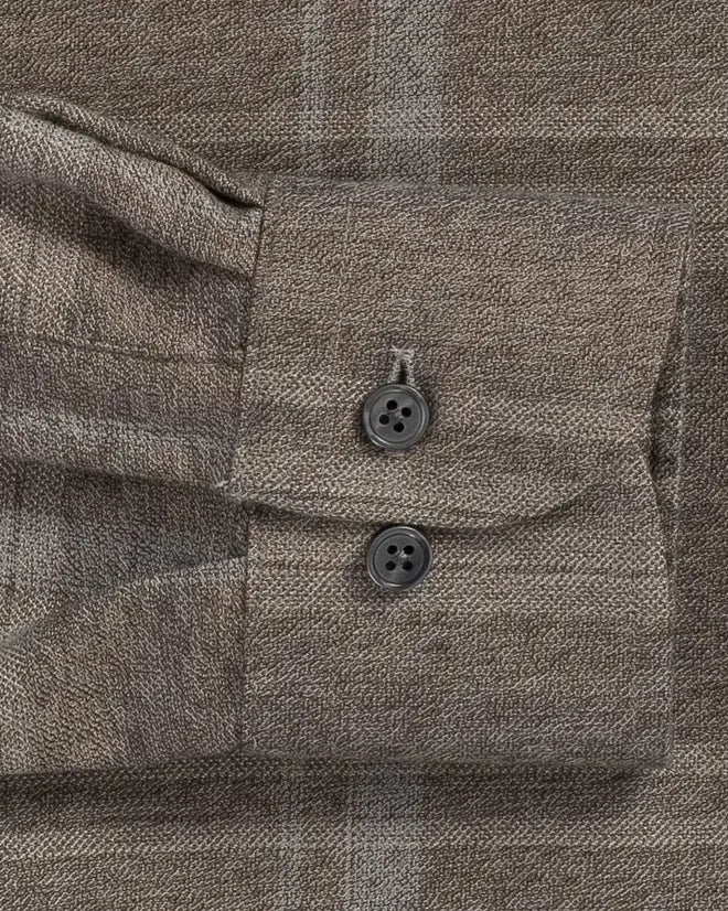 Soft brown flannel shirt sleeve and cuff - brushed mid-weight twill detail