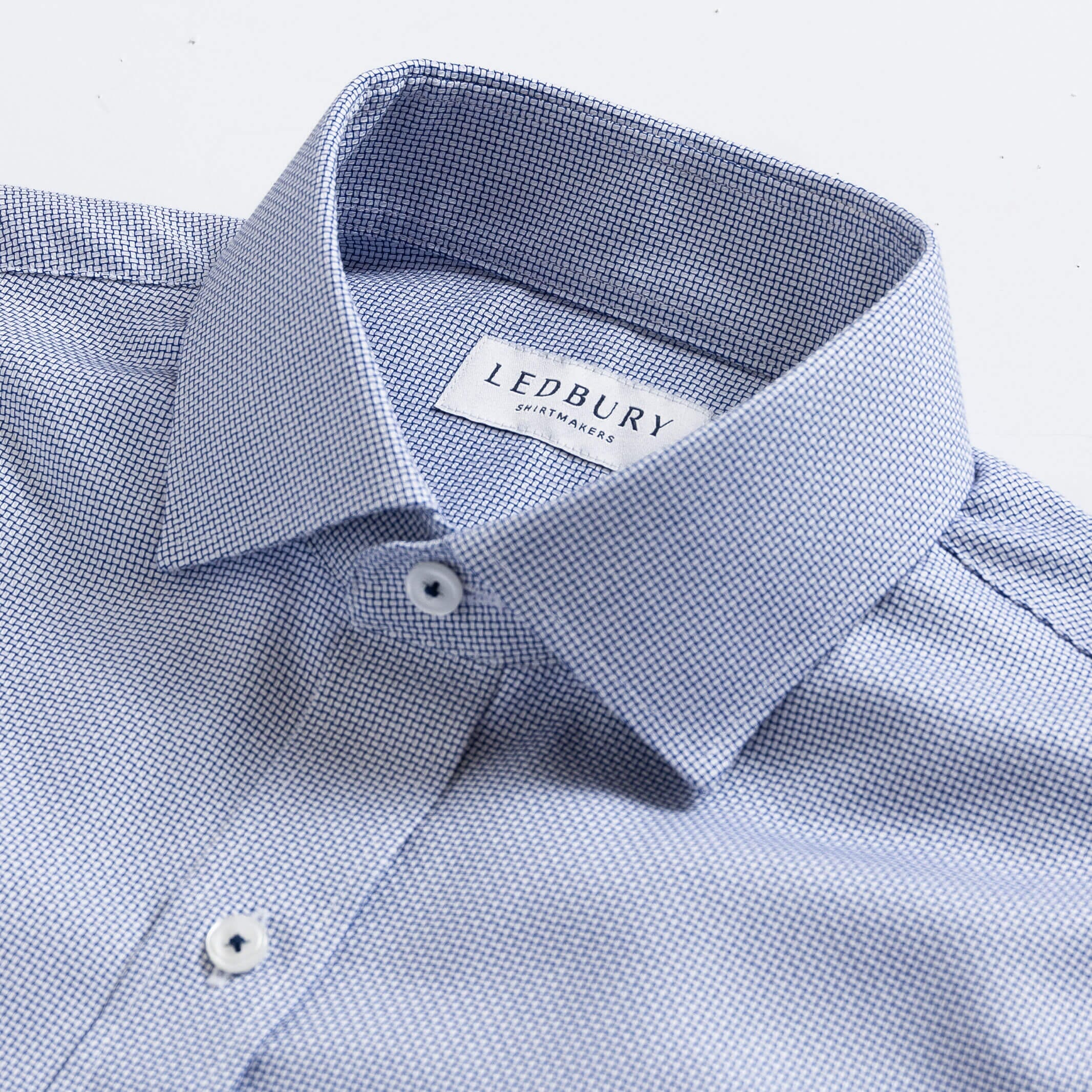 The Blue Alston Non Iron Dobby Custom Shirt Custom Dress Shirt- Ledbury