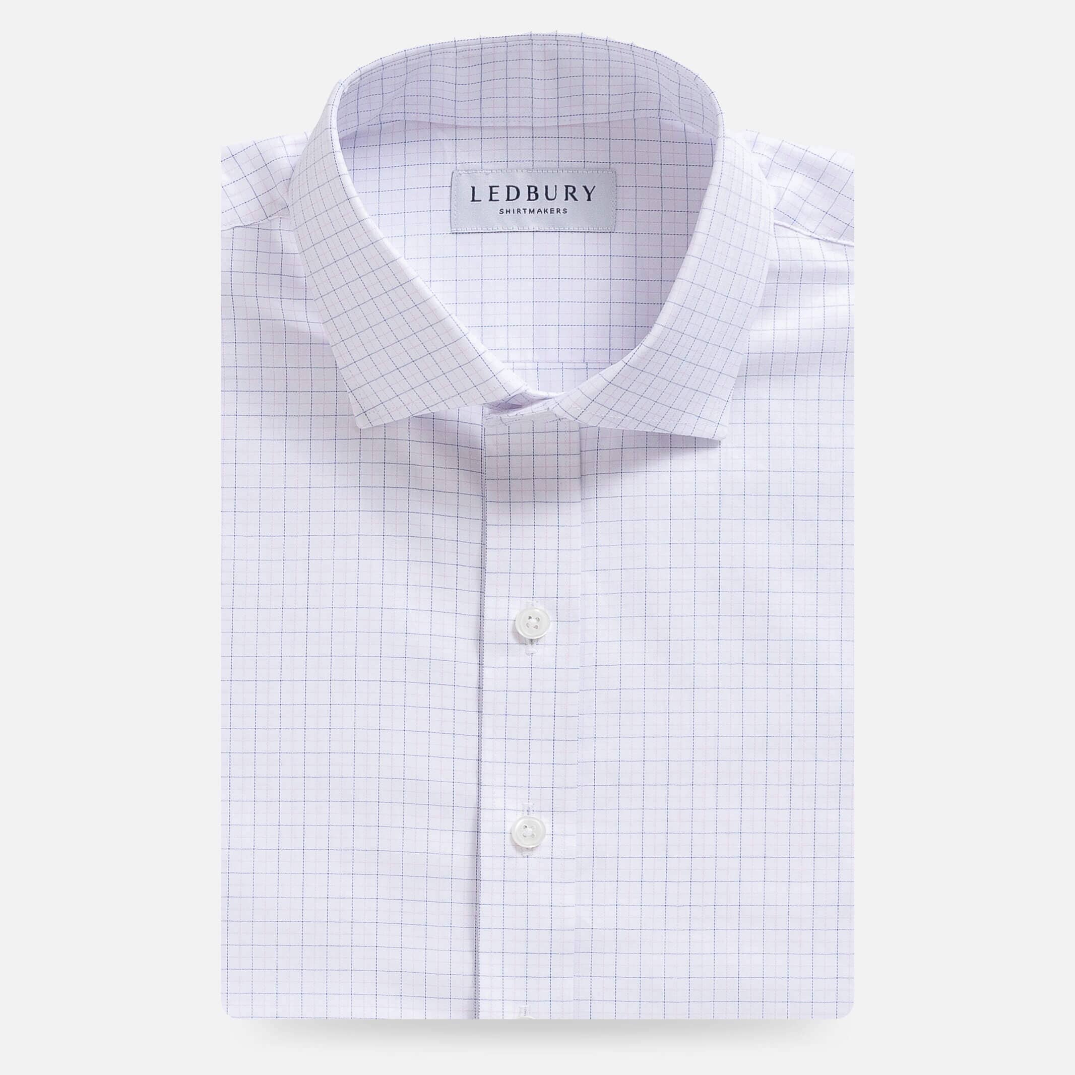 Pink check custom dress shirt with herringbone weave - Ledbury Singer