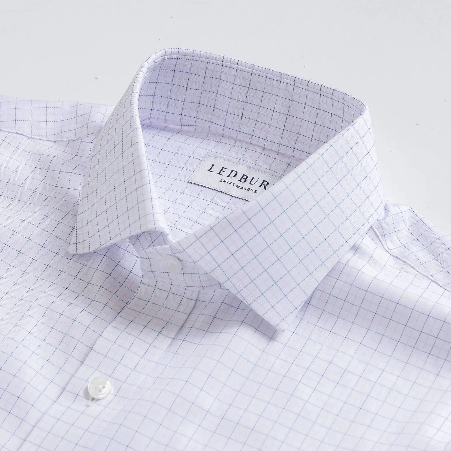 Pink tonal check dress shirt collar detail
