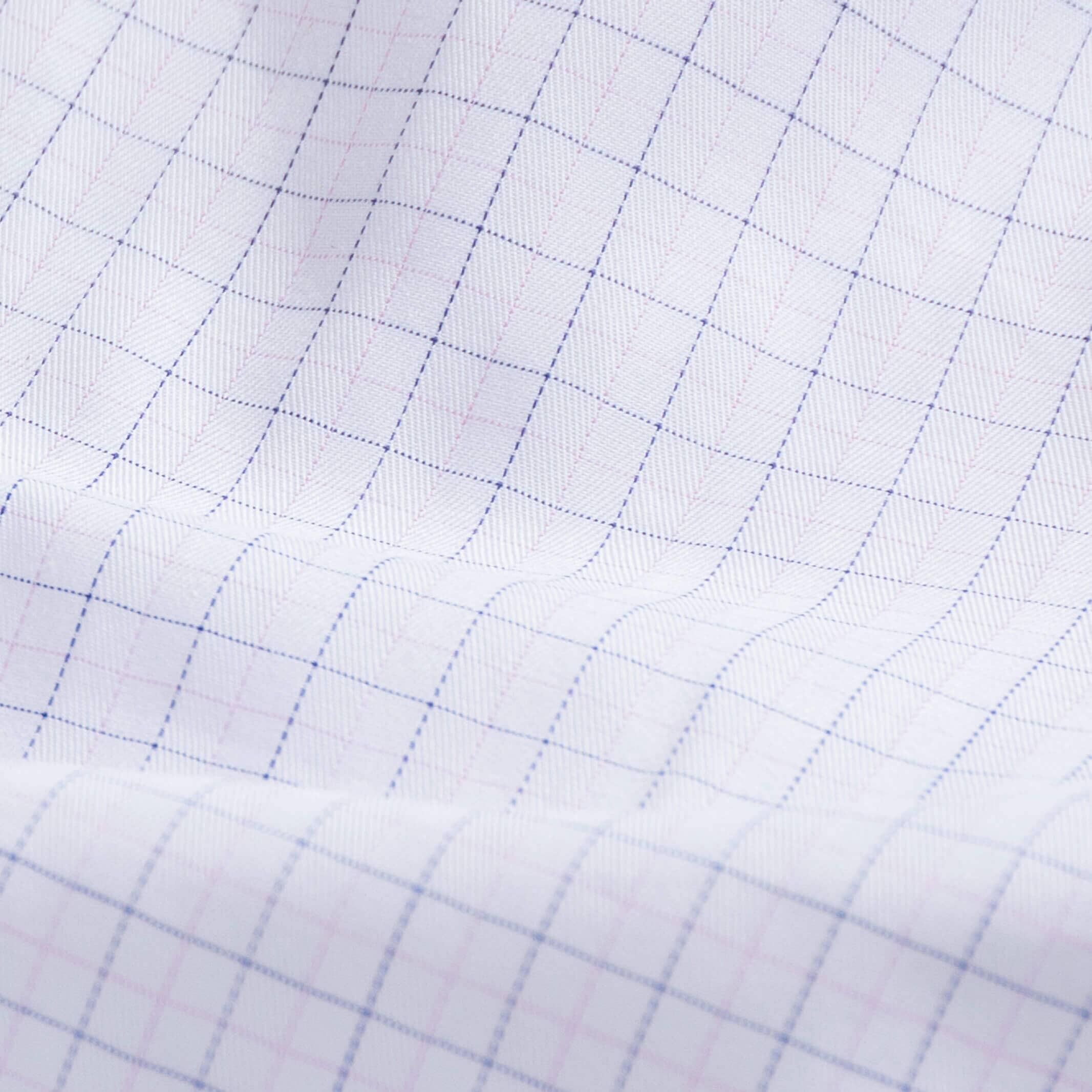 Custom dress shirt pink herringbone check pattern closeup