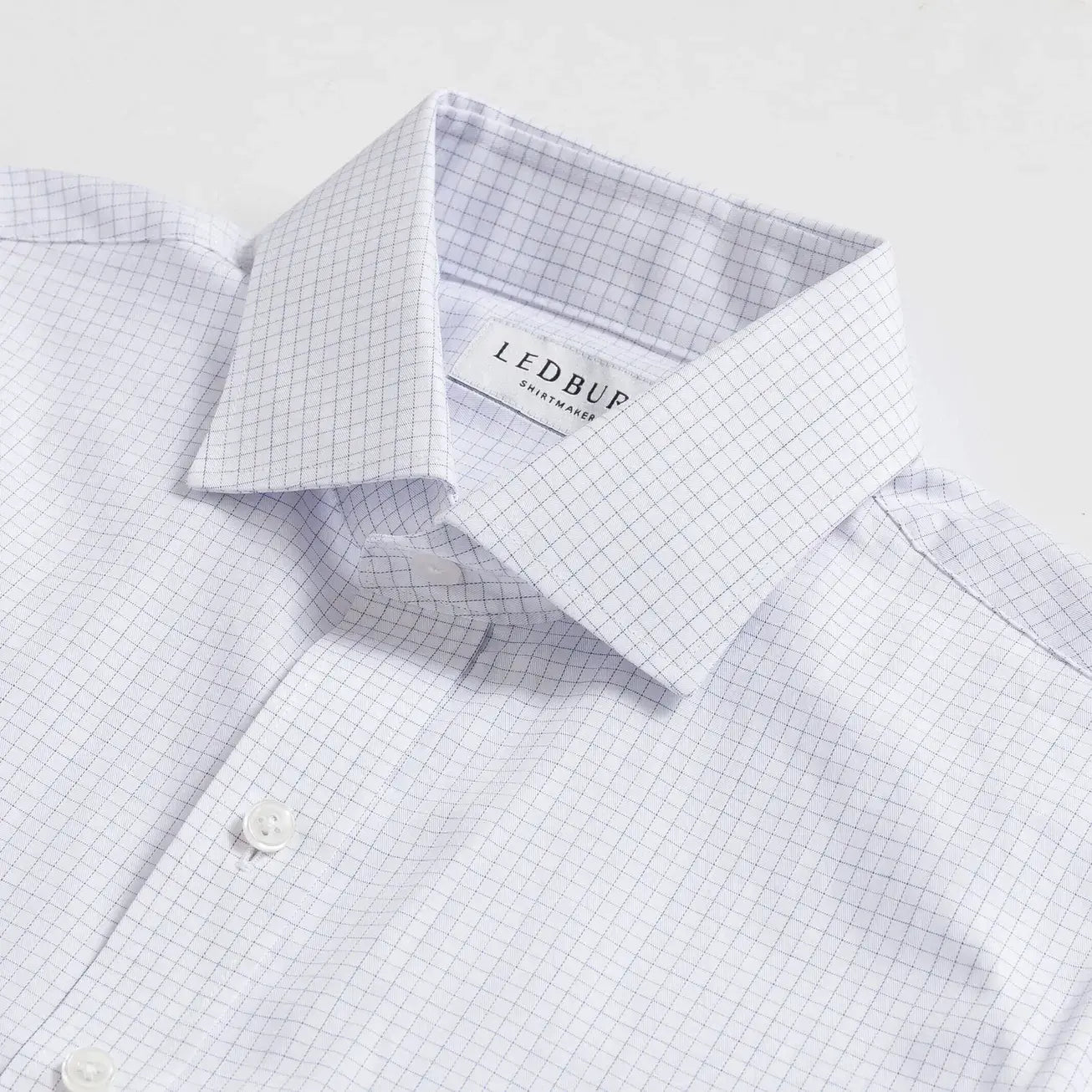 Violet tonal check dress shirt collar detail