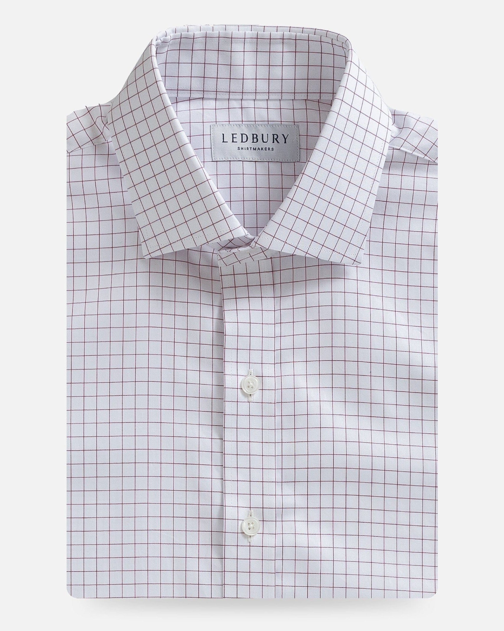 Burgundy windowpane check custom dress shirt - Ledbury Cliffe