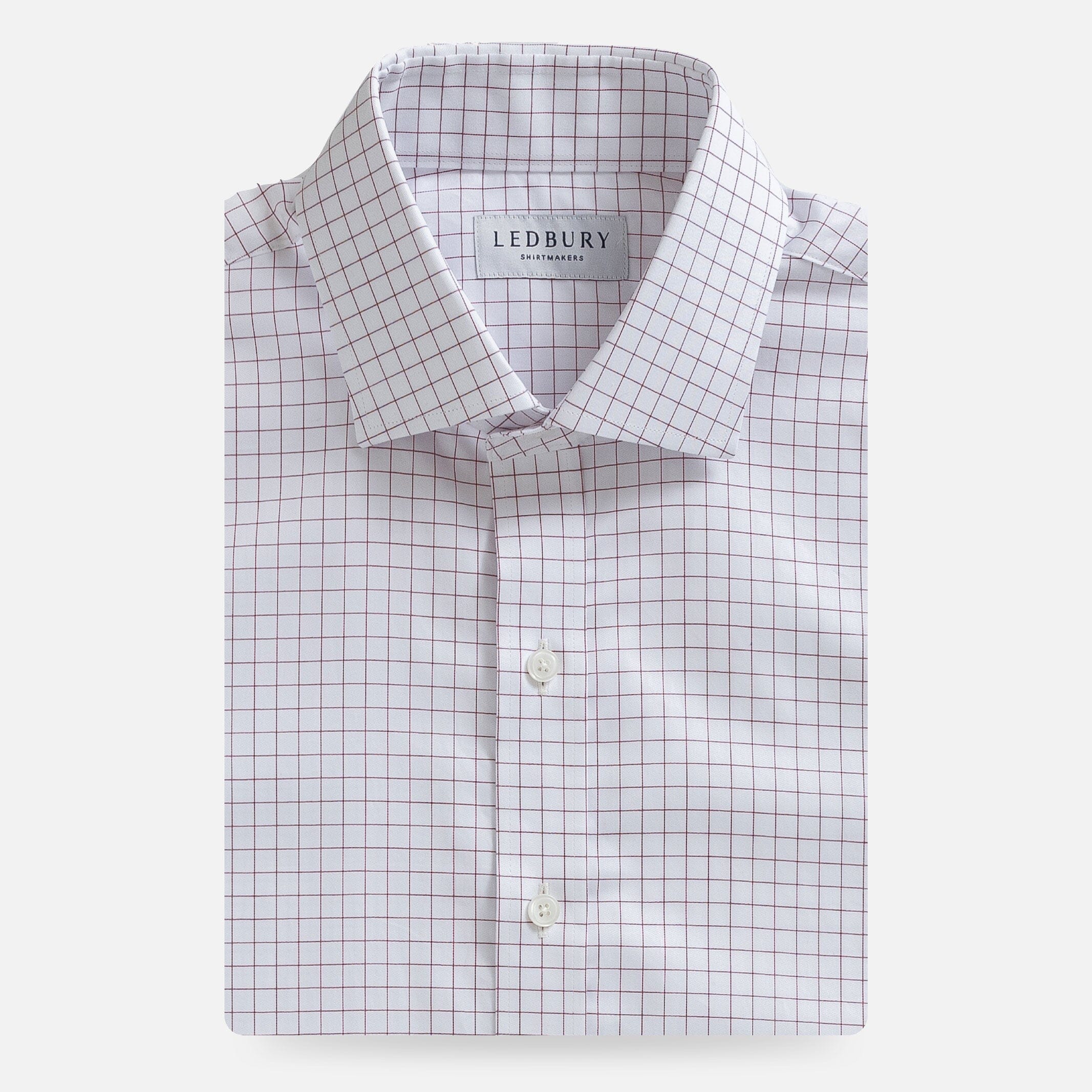 Burgundy windowpane check custom dress shirt - Ledbury Cliffe