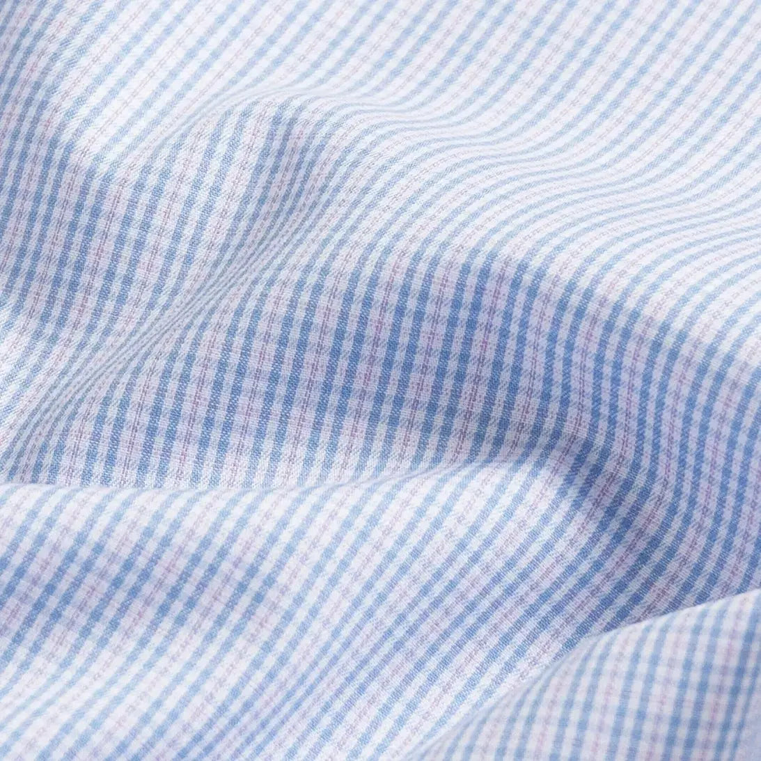 Kent micro-twill fabric close-up - light pink tattersall check texture
