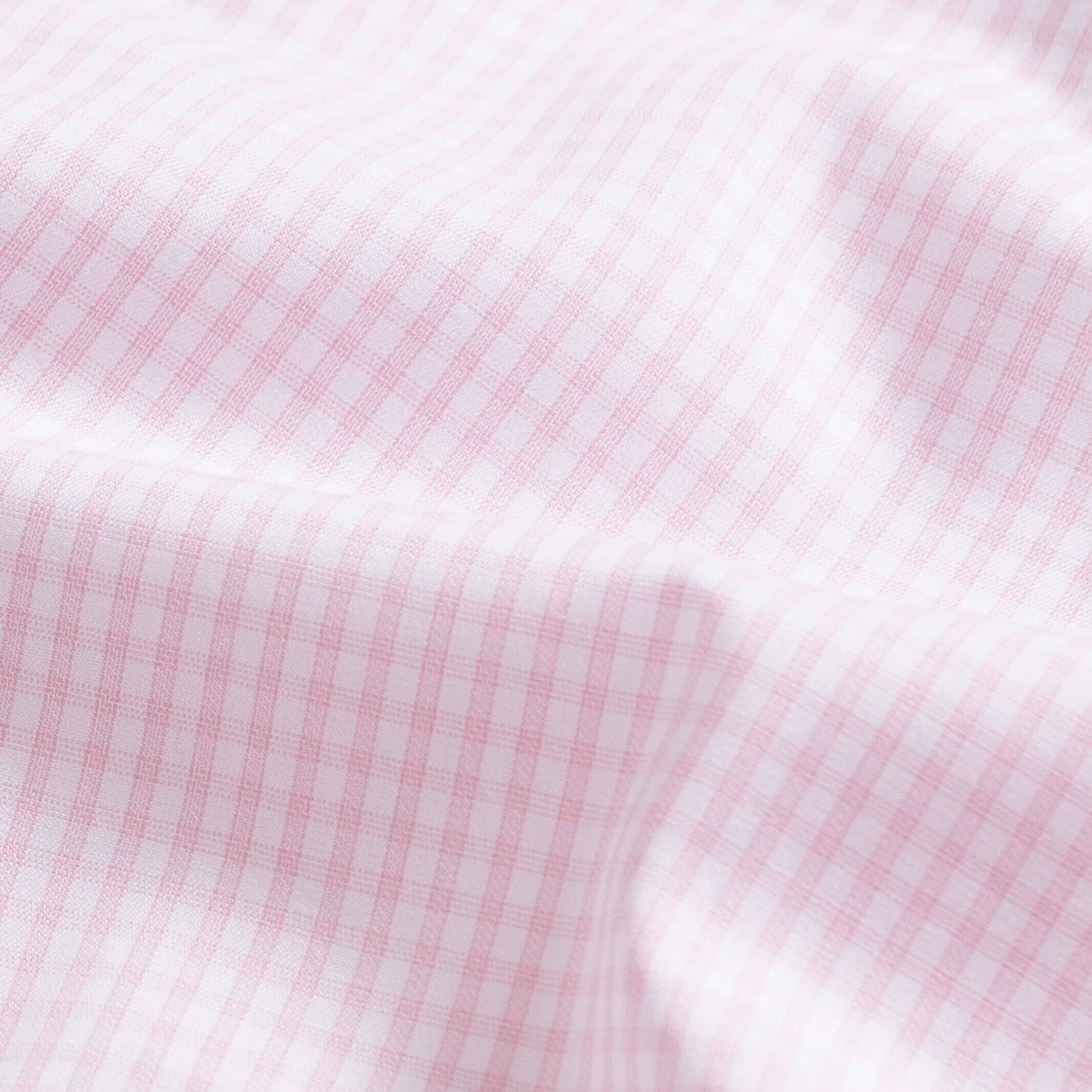 Kent micro-twill fabric close-up - pink gingham check pattern texture