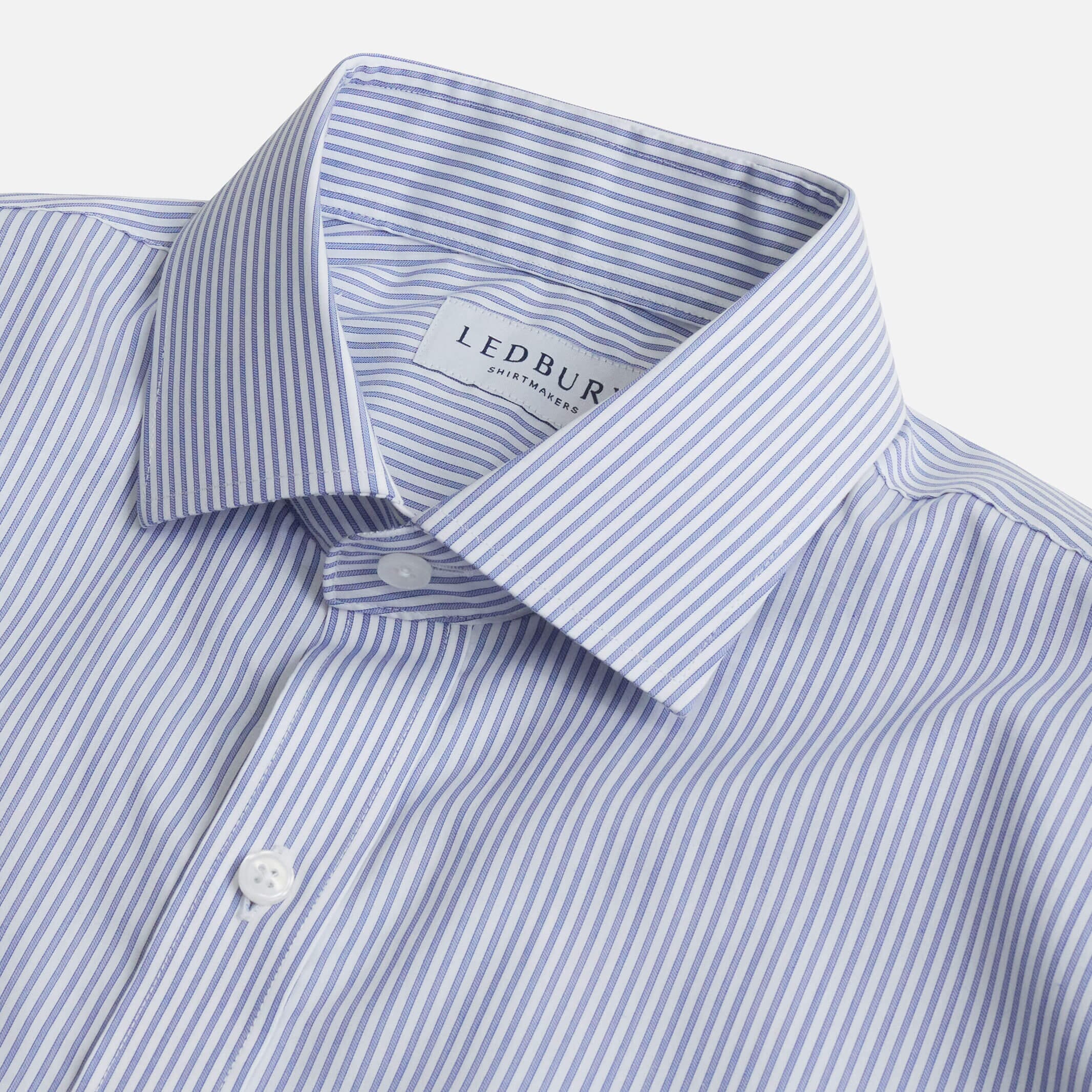 Navy dress shirt collar with stripe pattern - Kent micro-twill detail