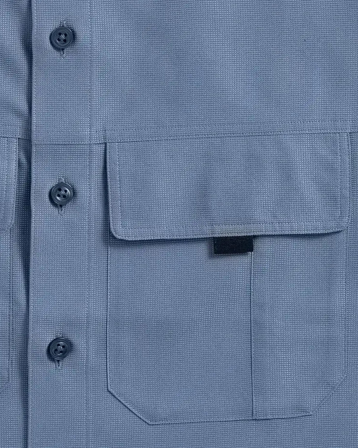 Double flap pocket detail - Ledbury Tulu fishing shirt Velcro closure