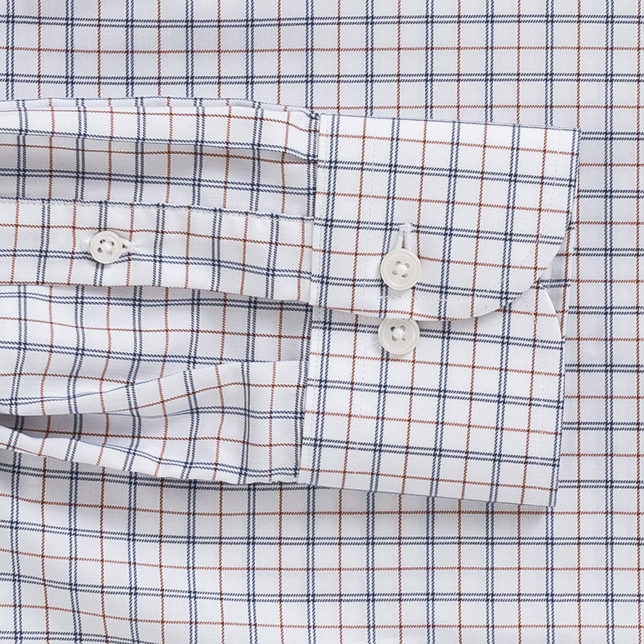 Sienna windowpane performance dress shirt cuff and sleeve - Journey Flex stretch fabric tailoring