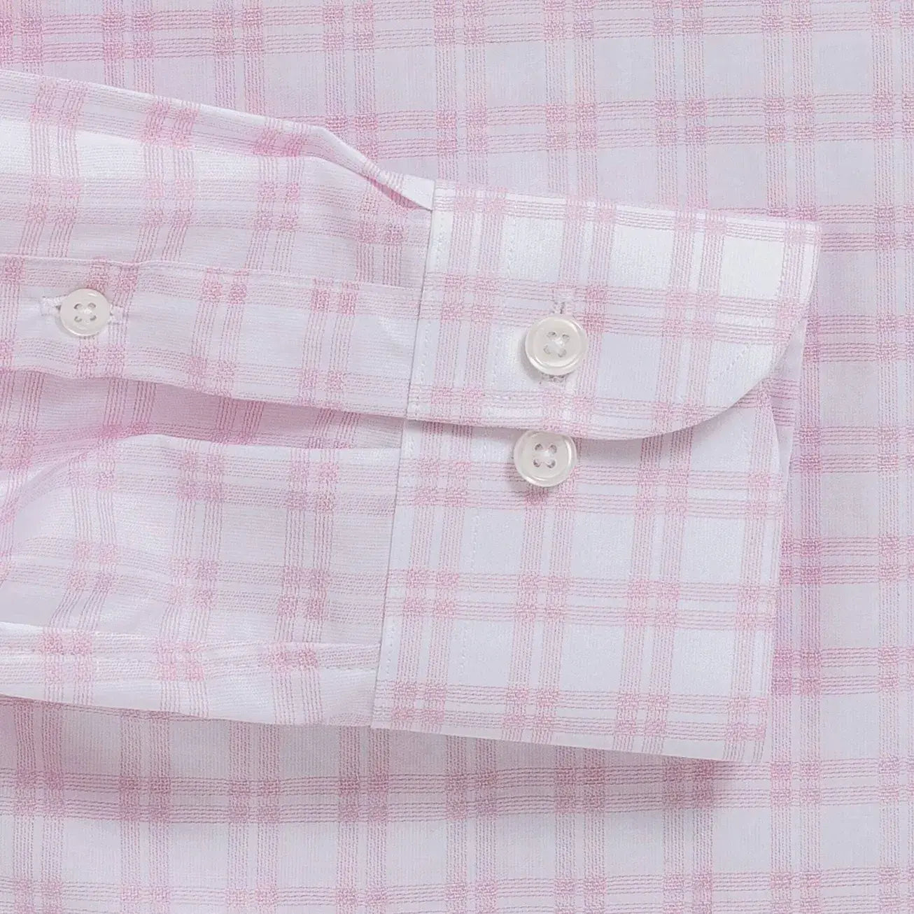 Pink Ellis plaid shirt sleeve and cuff detail - double button barrel cuff