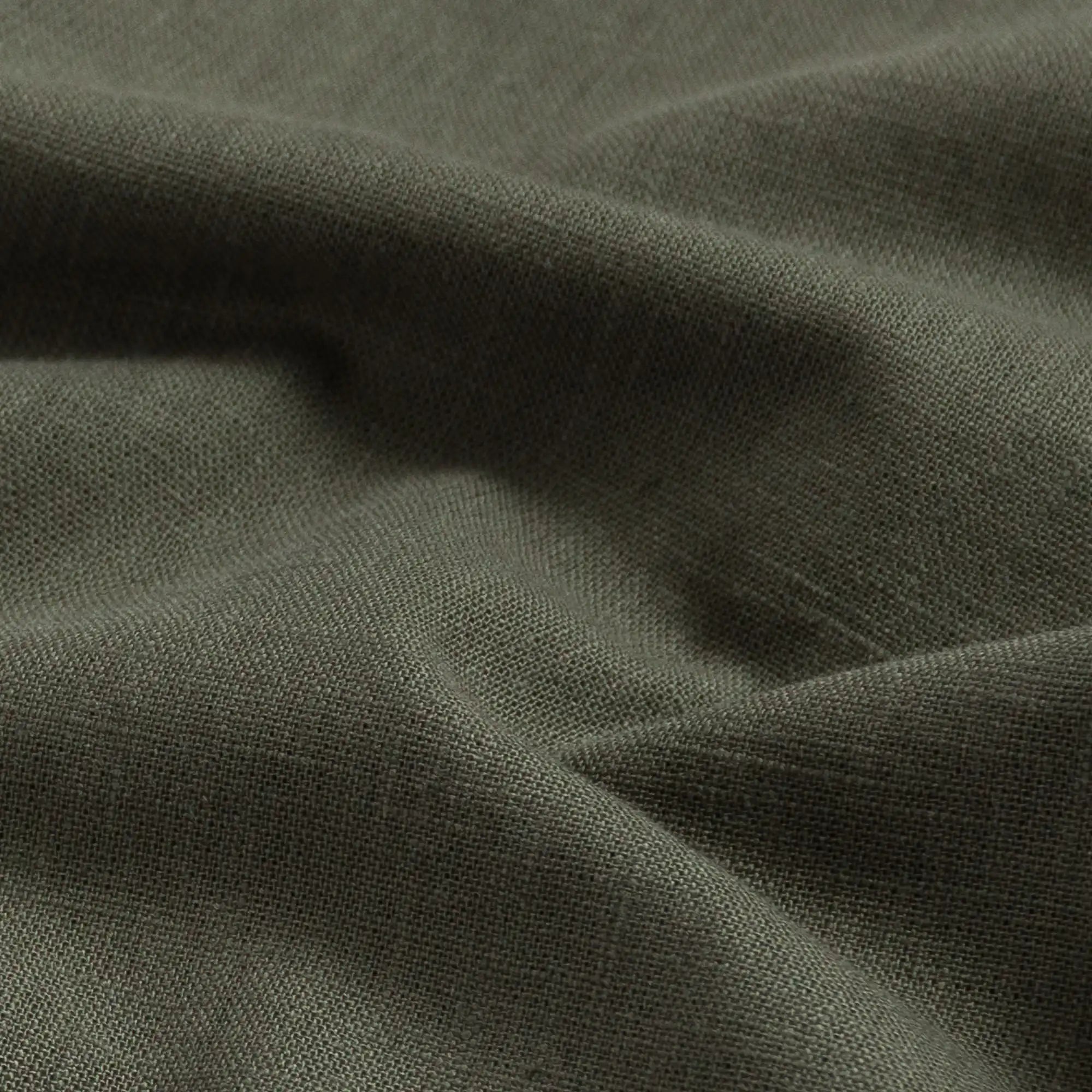 Olive Sandoval oxford chambray fabric texture closeup - Ledbury slub cotton weave detail