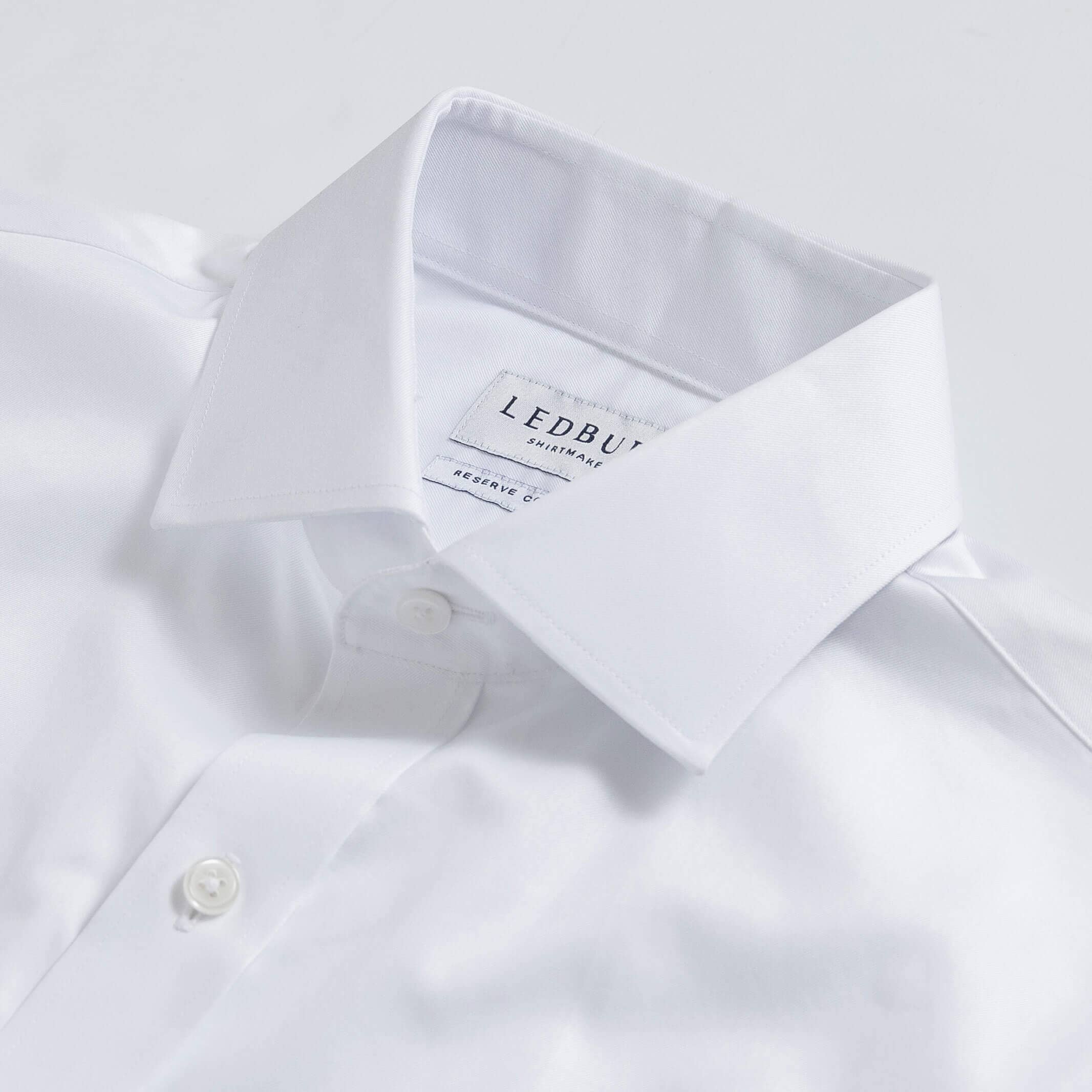 White dress shirt collar detail - mid-spread Signature fine twill