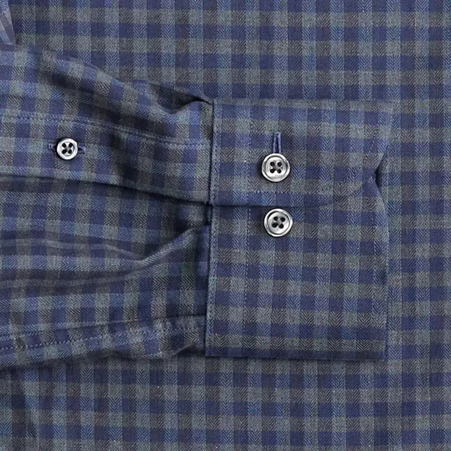 Slate Norton shirt cuff close up - custom fit casual shirt construction