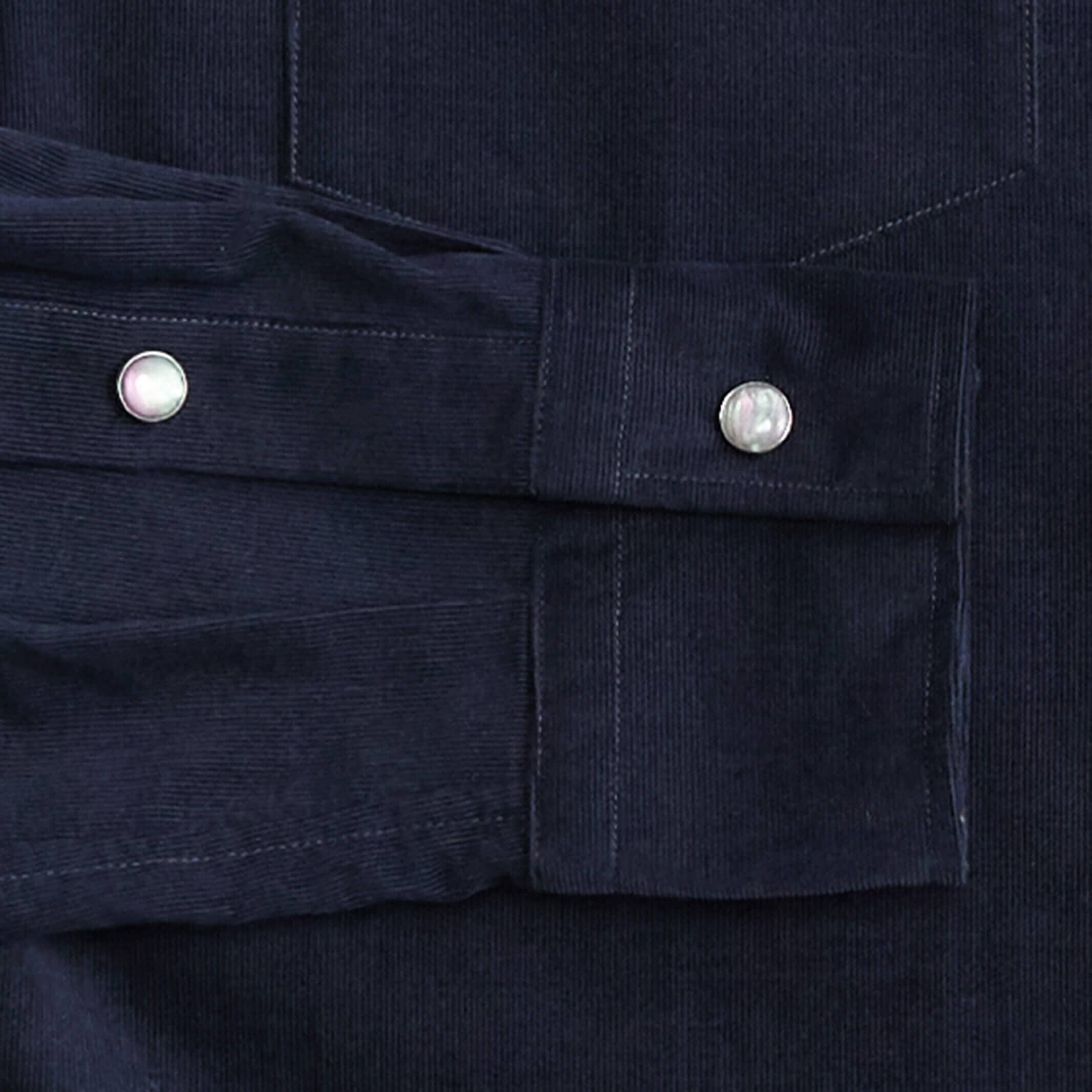 The Dark Navy Crockett Corduroy Western Custom Shirt Custom Casual Shirt- Ledbury