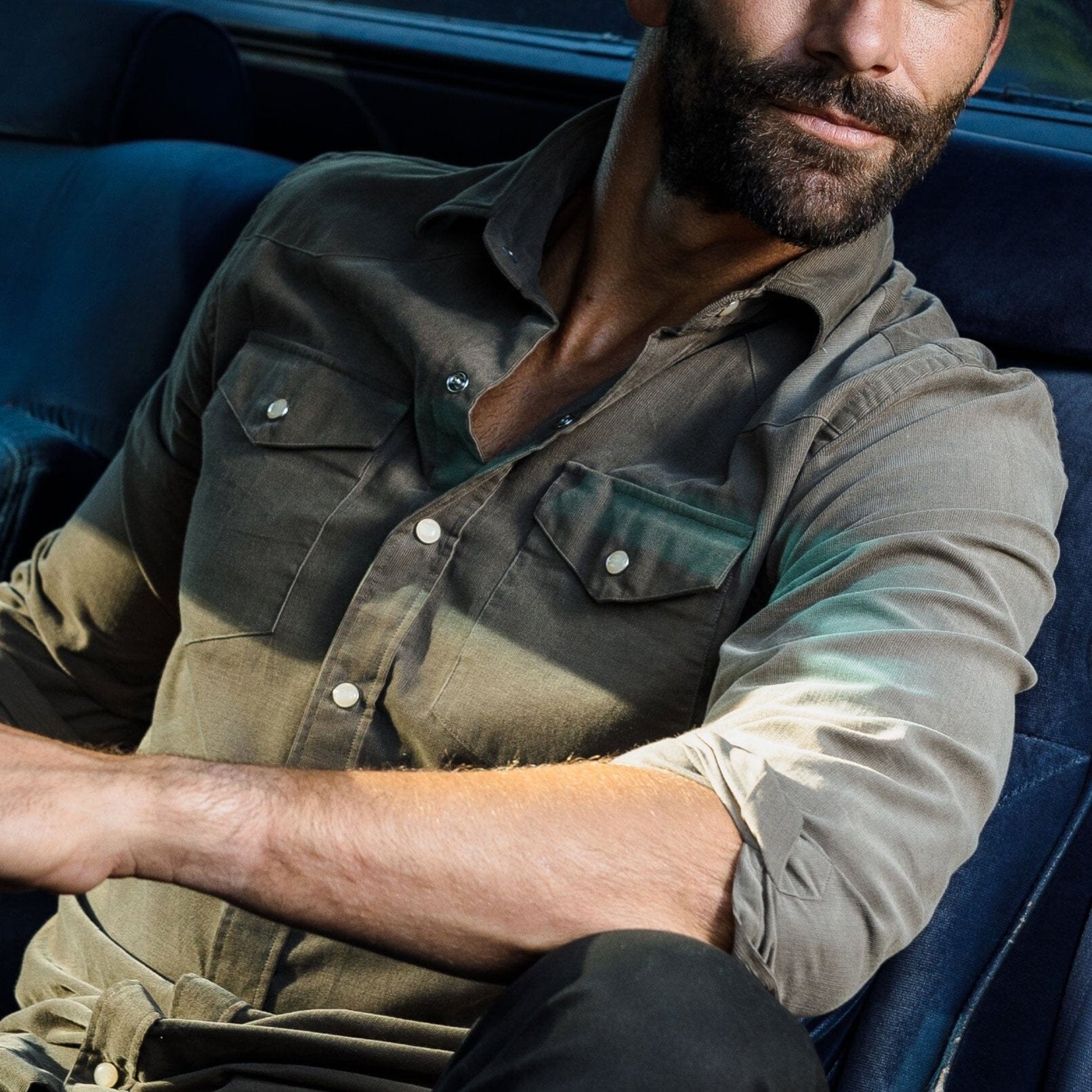 The Dusty Olive Crockett Corduroy Western Custom Shirt Custom Casual Shirt- Ledbury