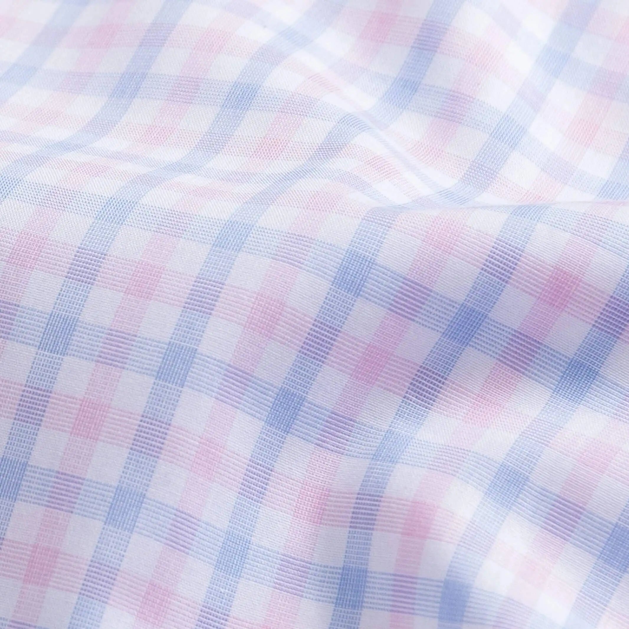100% cotton pink check custom shirt detail view