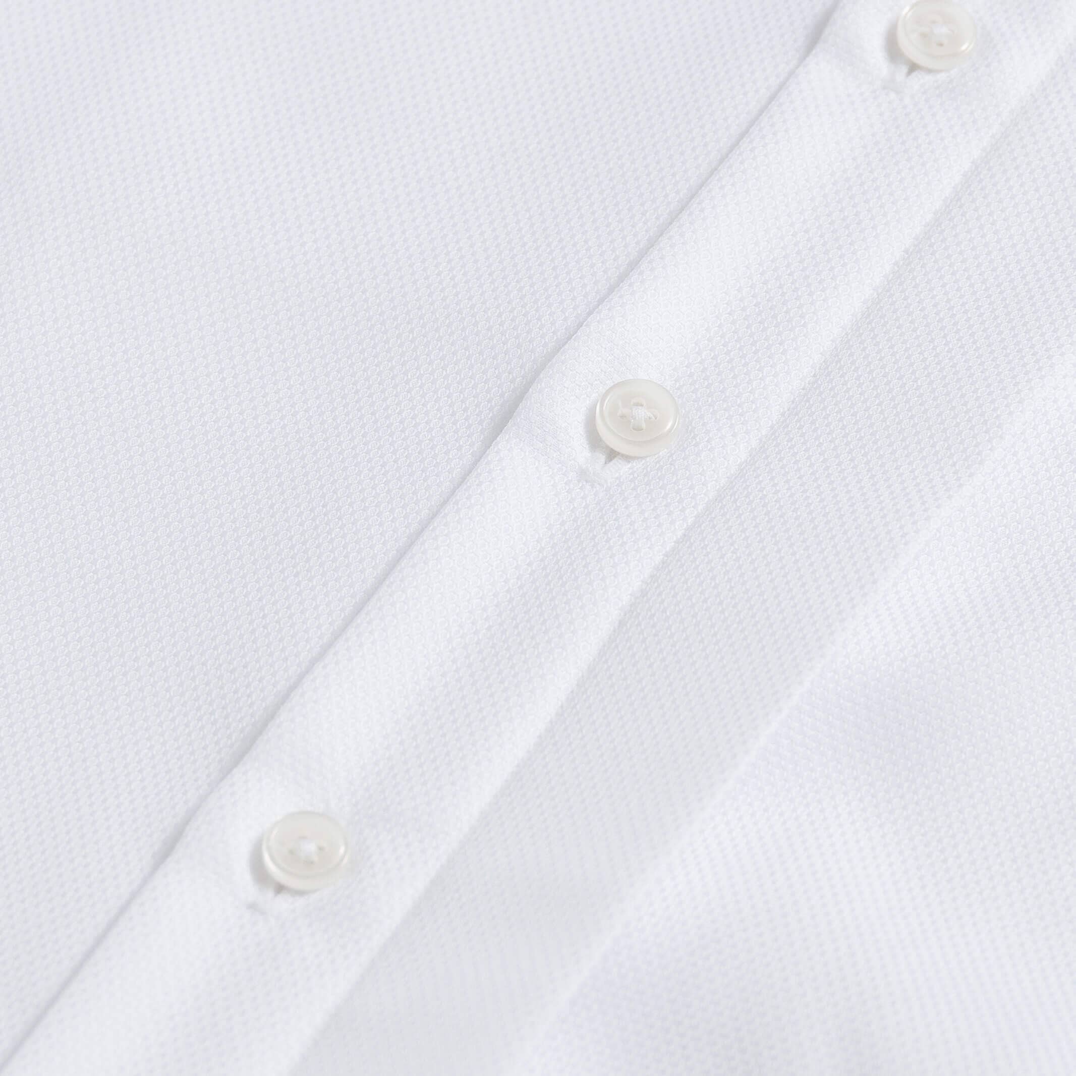 The White Elden Dobby Non Iron Covered Placket Custom Tuxedo Shirt Custom Dress Shirt- Ledbury