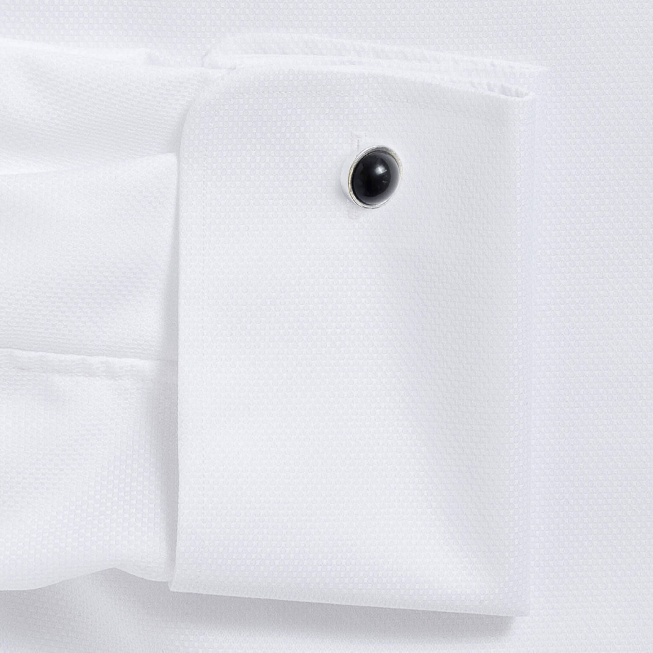 The White Elden Dobby Non Iron Covered Placket Custom Tuxedo Shirt Custom Dress Shirt- Ledbury