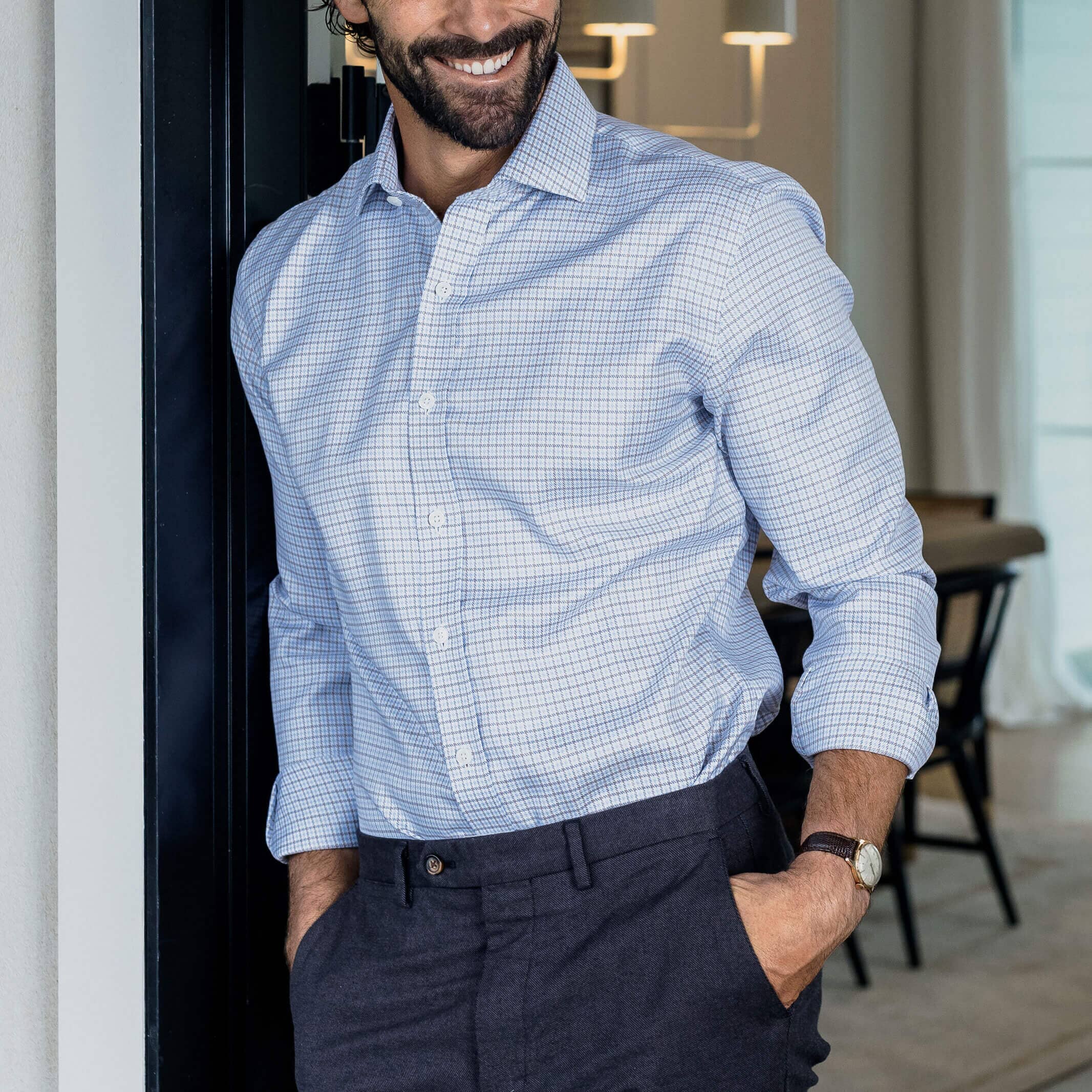 The Brown Carrington Non Iron Twill Custom Shirt Custom Dress Shirt- Ledbury
