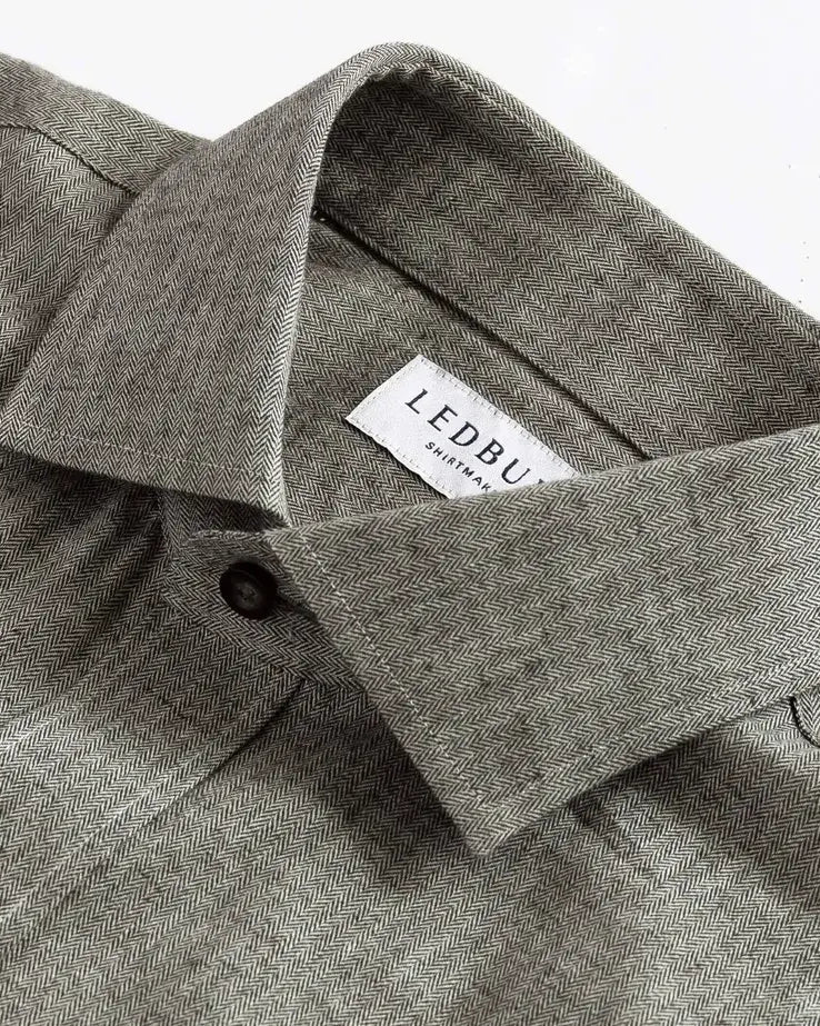 The Brown Andover Herringbone Custom Shirt Custom Casual Shirt- Ledbury