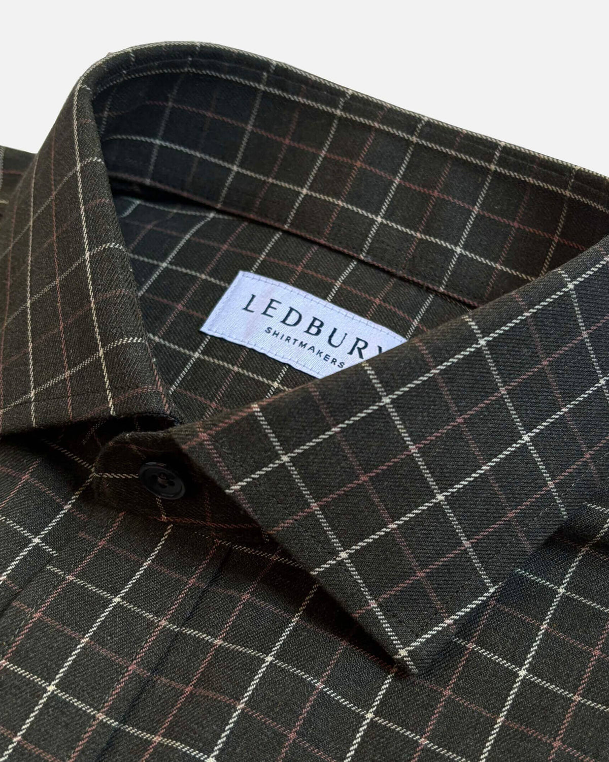 The Dark Olive Ronald Windowpane Custom Shirt Custom Casual Shirt- Ledbury